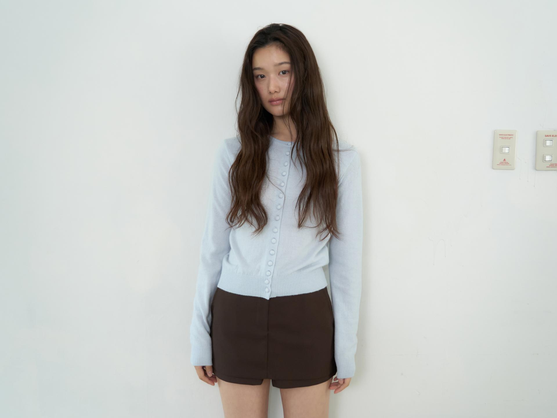 MERINO CASHMERE BUTTON CARDIGAN_BLUE
