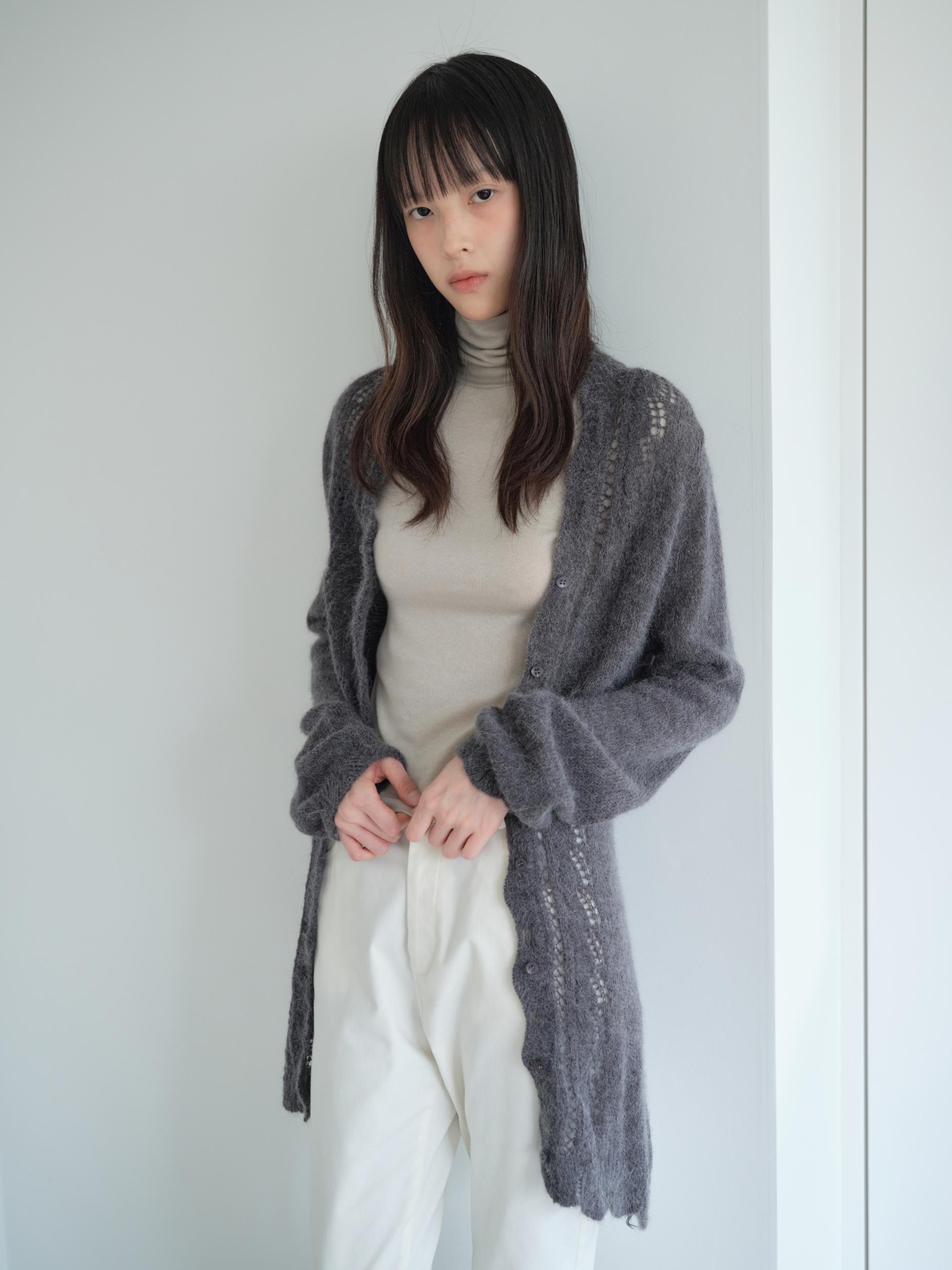 ALPACA LOOSE KNIT LONG CARDIGAN_CHARCOAL