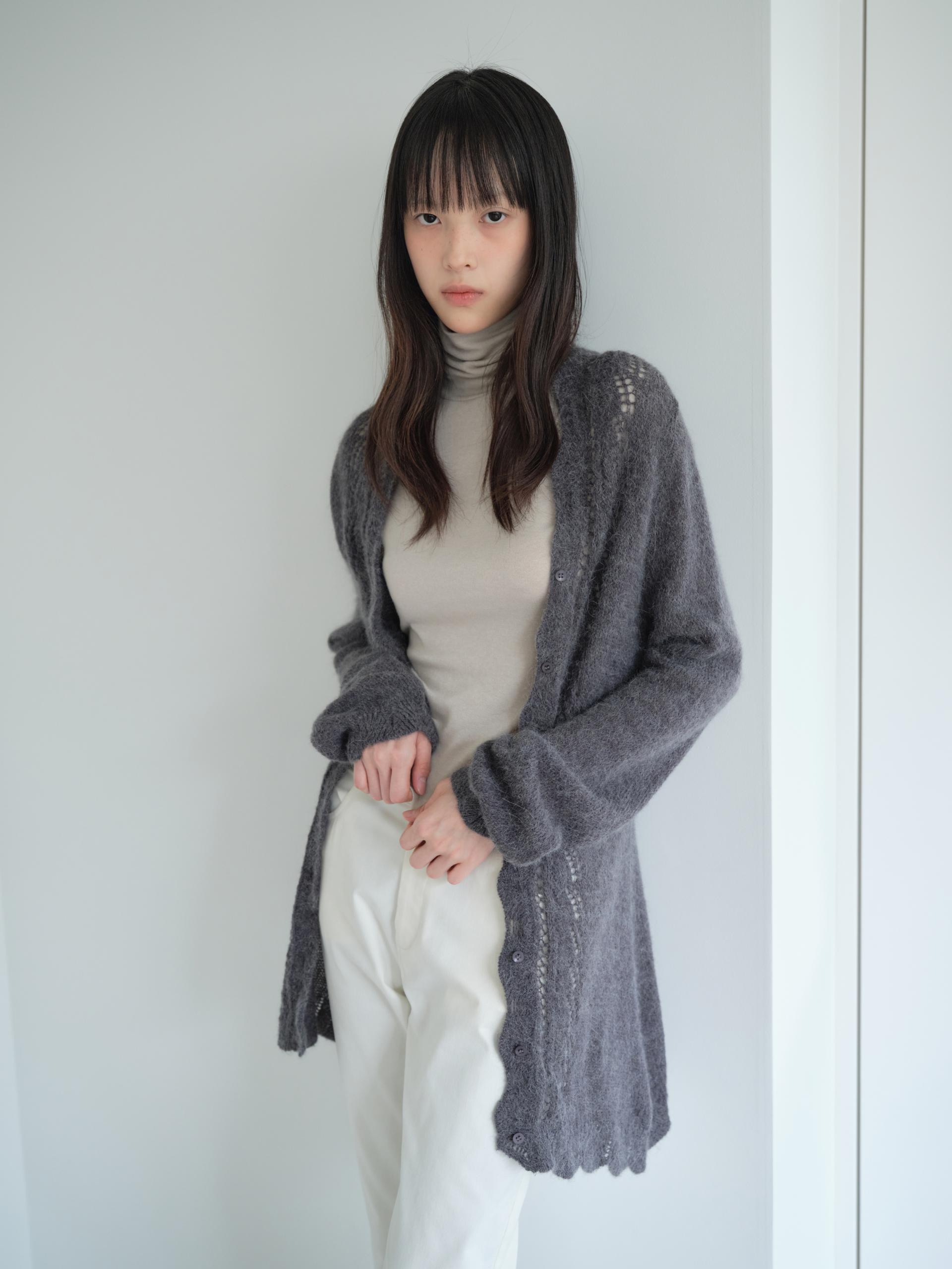 ALPACA LOOSE KNIT LONG CARDIGAN_CHARCOAL