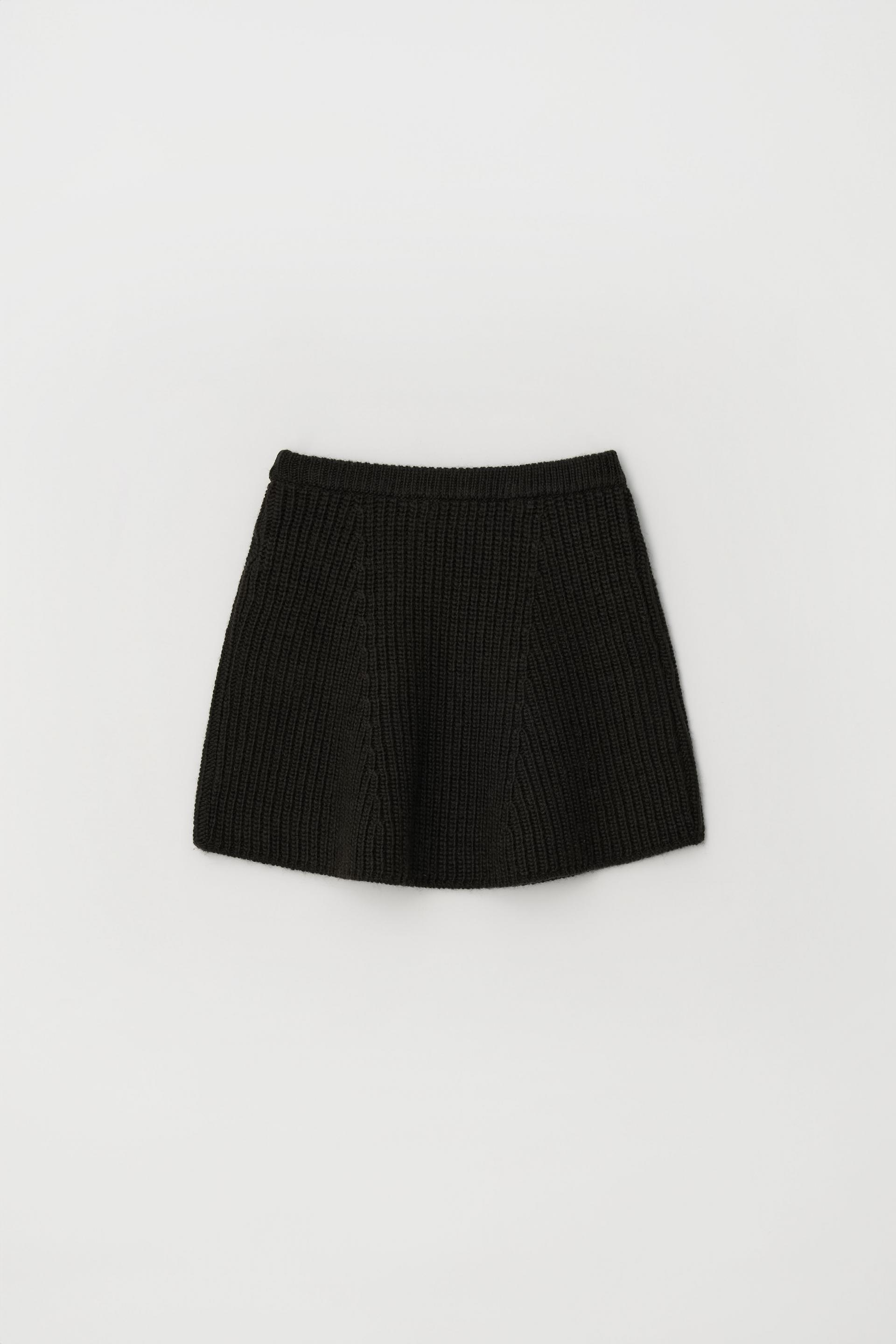 KNIT FLARED BAND SKIRT_BROWN