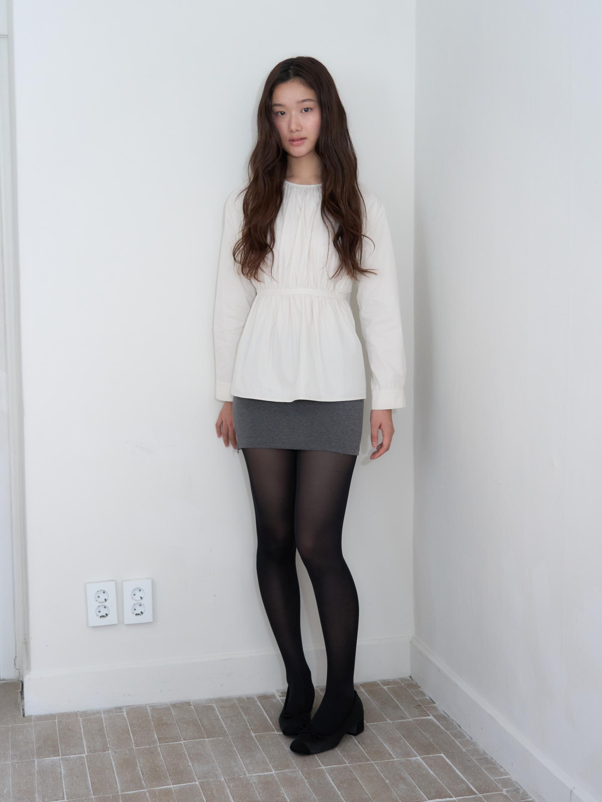 TAPE DETAIL SHIRRED BLOUSE_LIGHT BEIGE