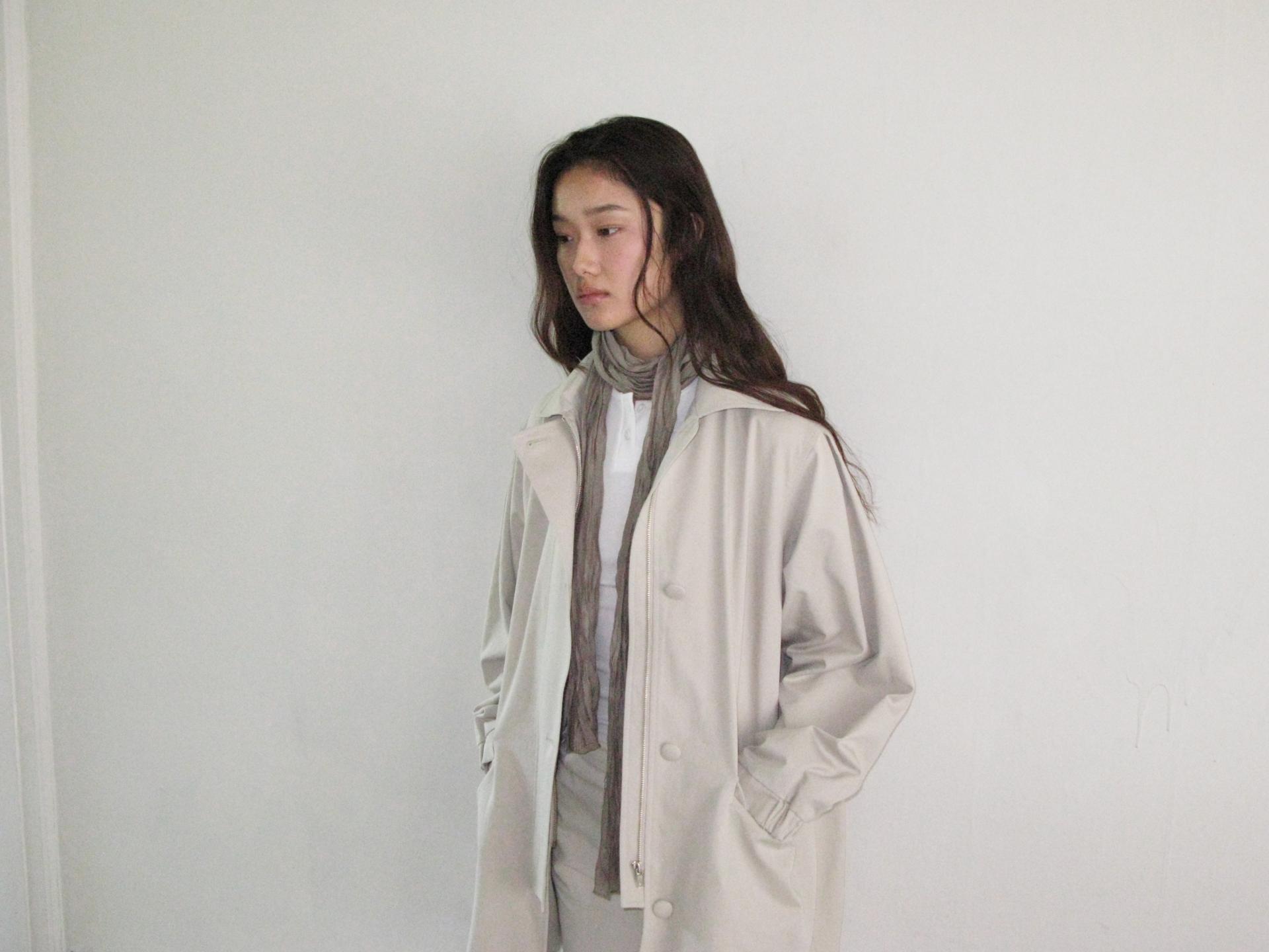 A-LINE COVERED BUTTON HALF JACKET_LIGHT BEIGE