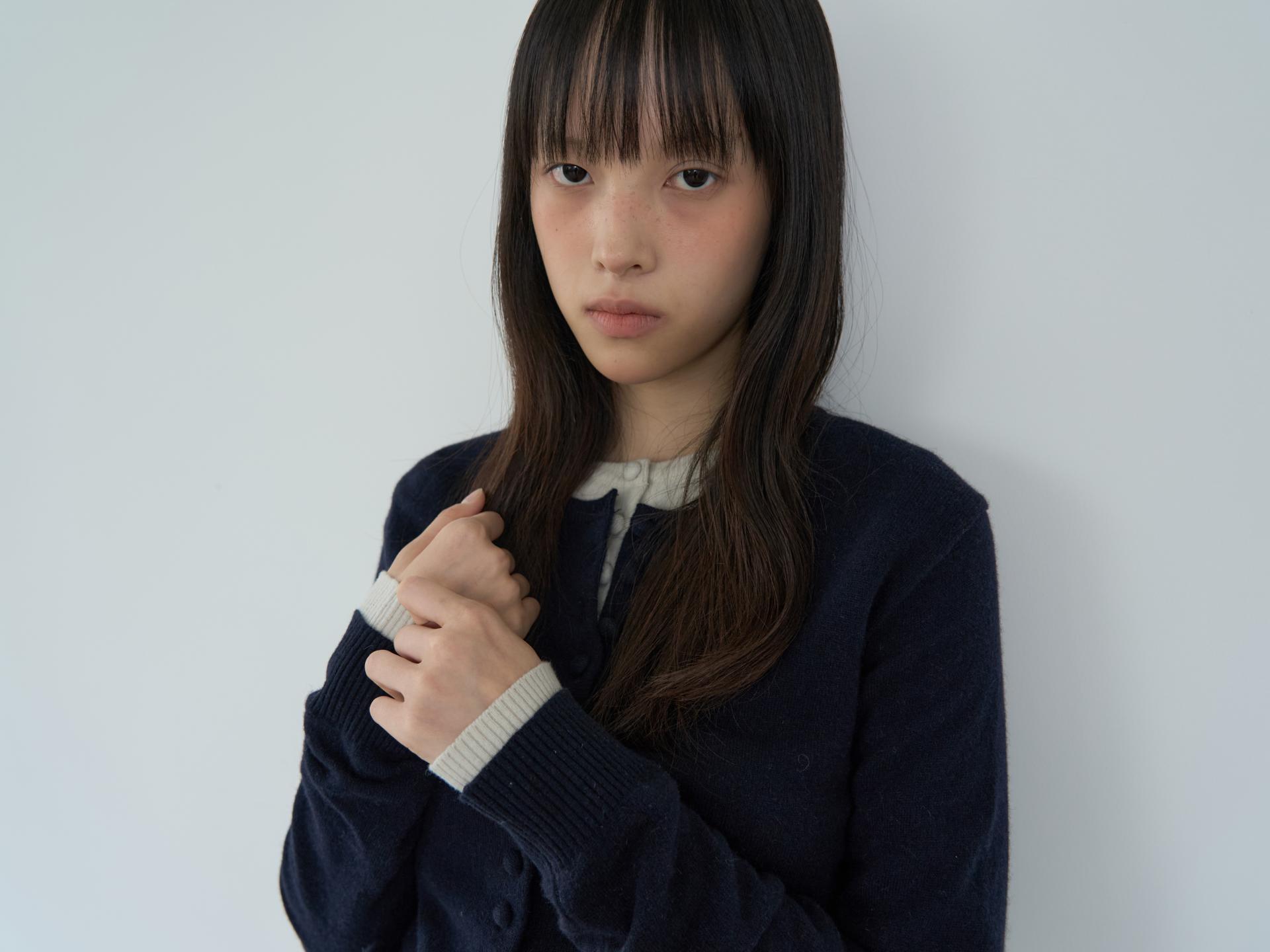 MERINO CASHMERE BUTTON CARDIGAN_NAVY