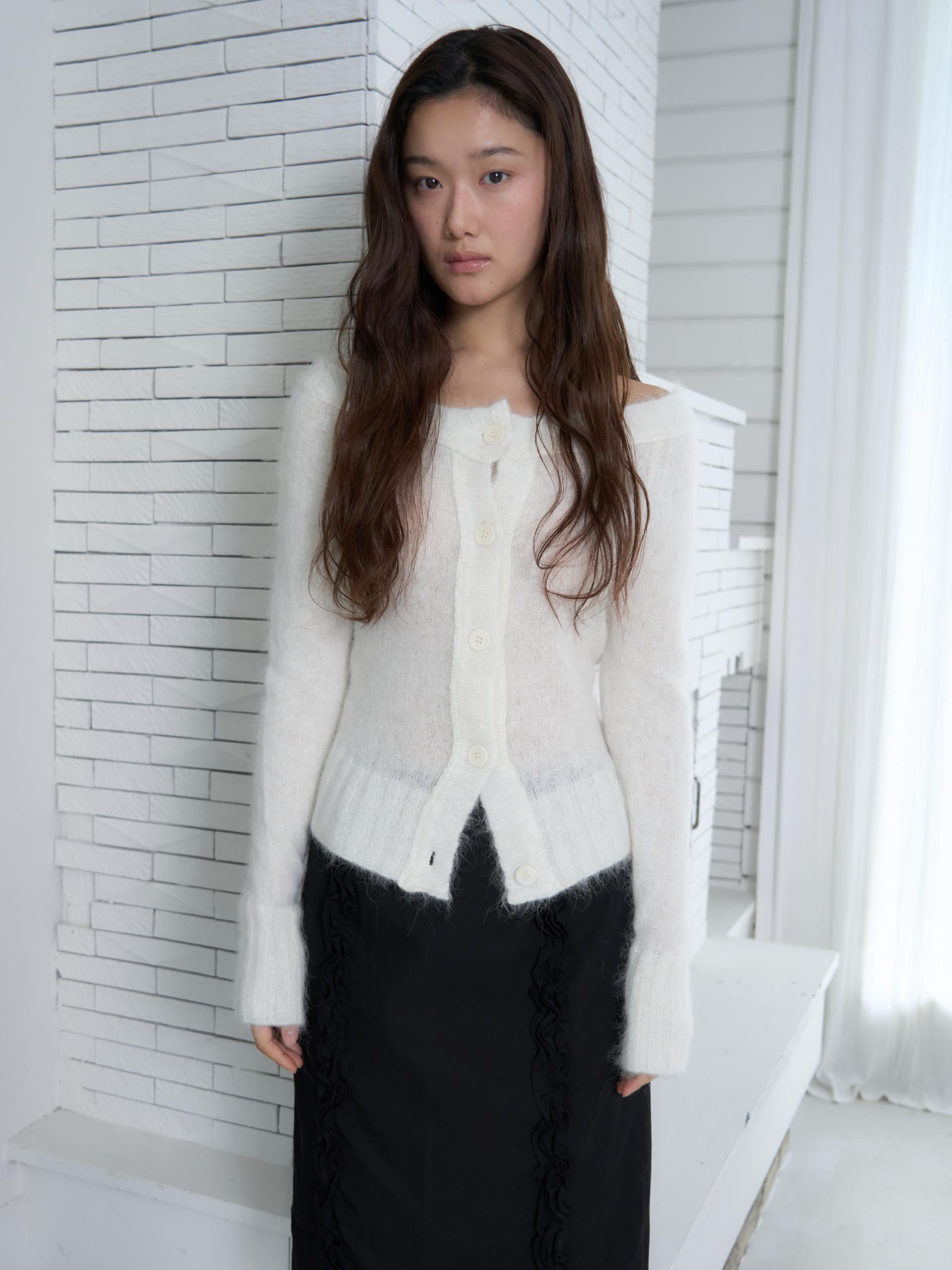 MERINO WOOL ALPACA OFF-SHOULDER CARDIGAN_WHITE