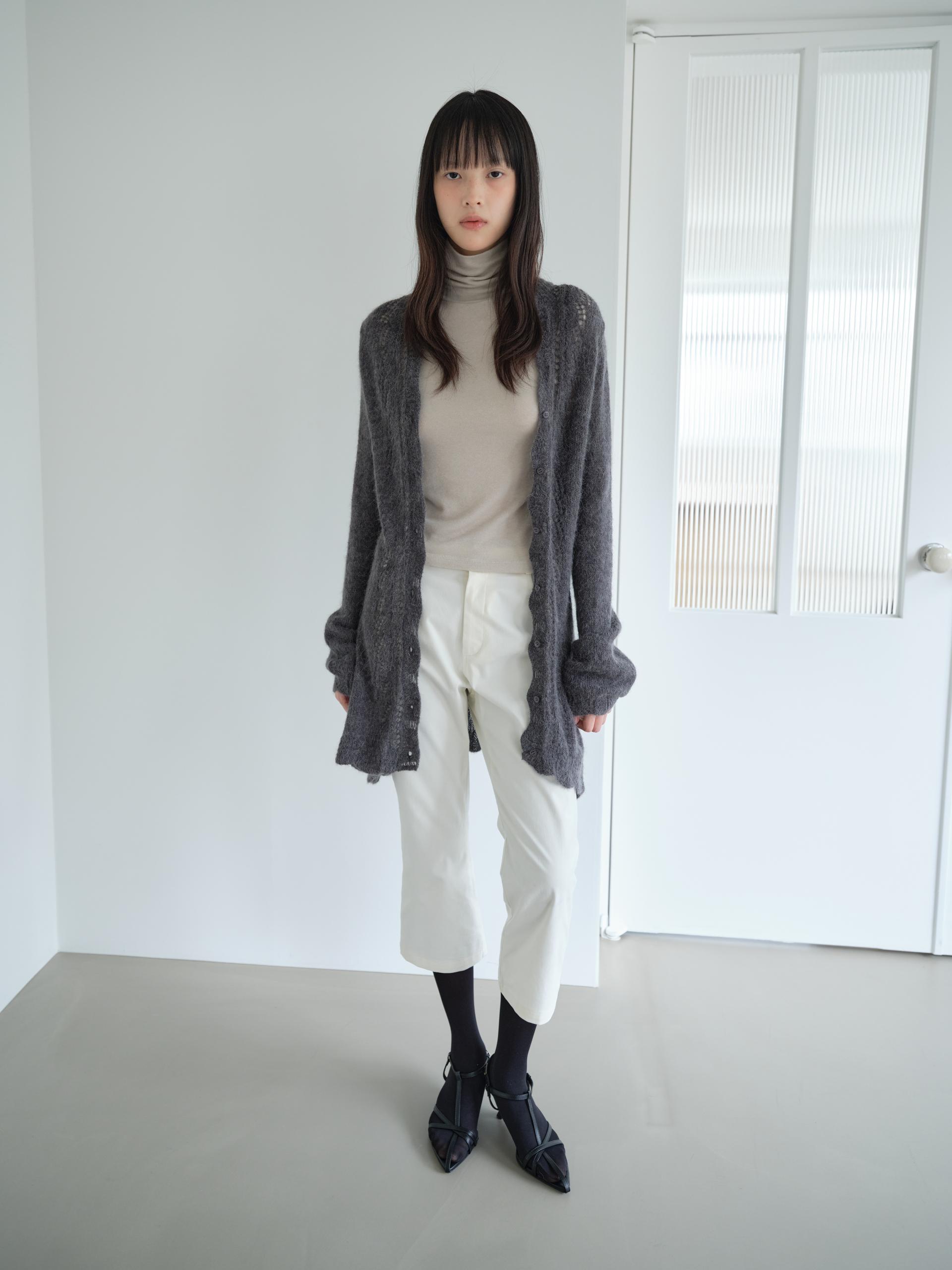 ALPACA LOOSE KNIT LONG CARDIGAN_CHARCOAL