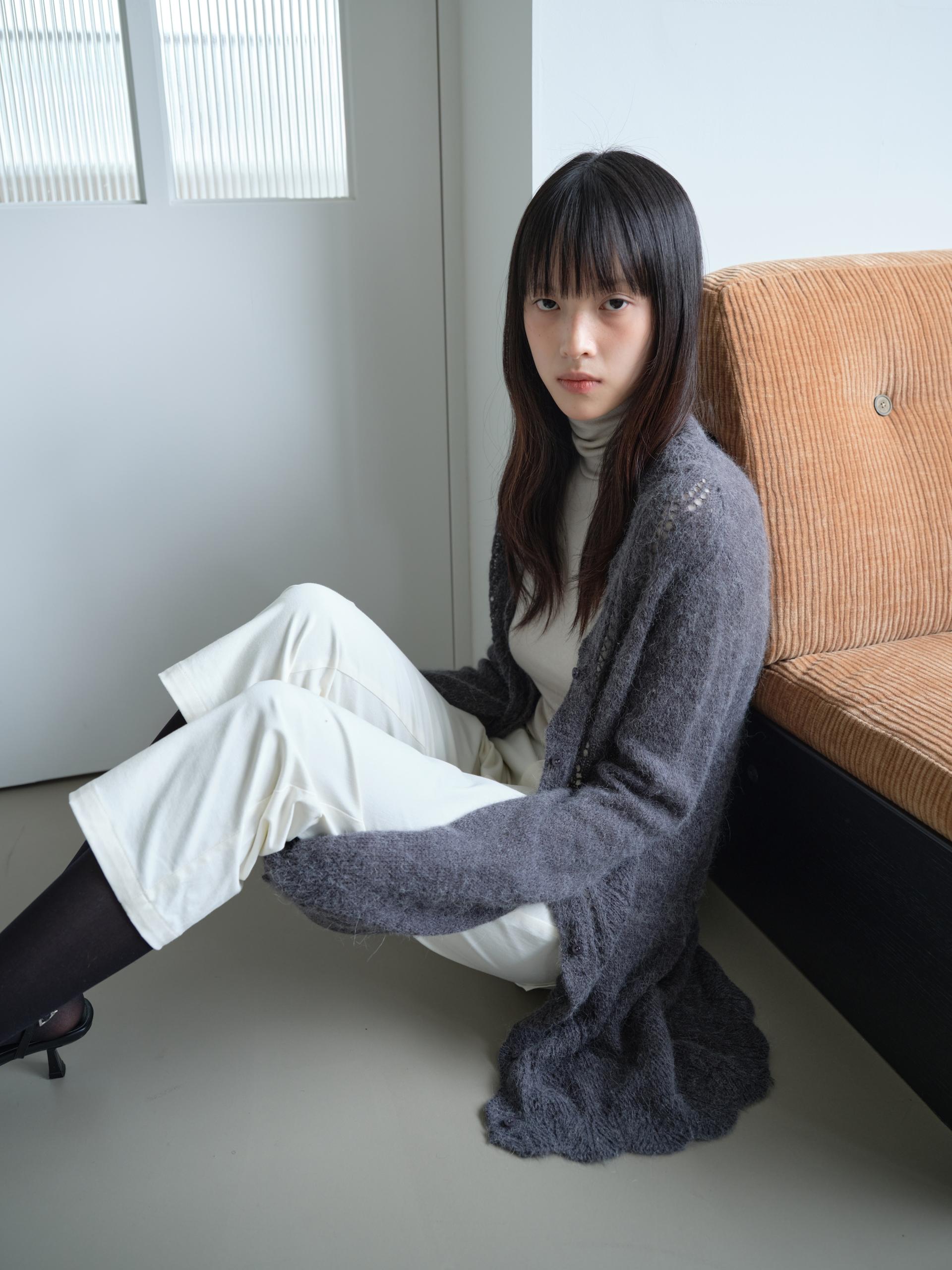 ALPACA LOOSE KNIT LONG CARDIGAN_CHARCOAL