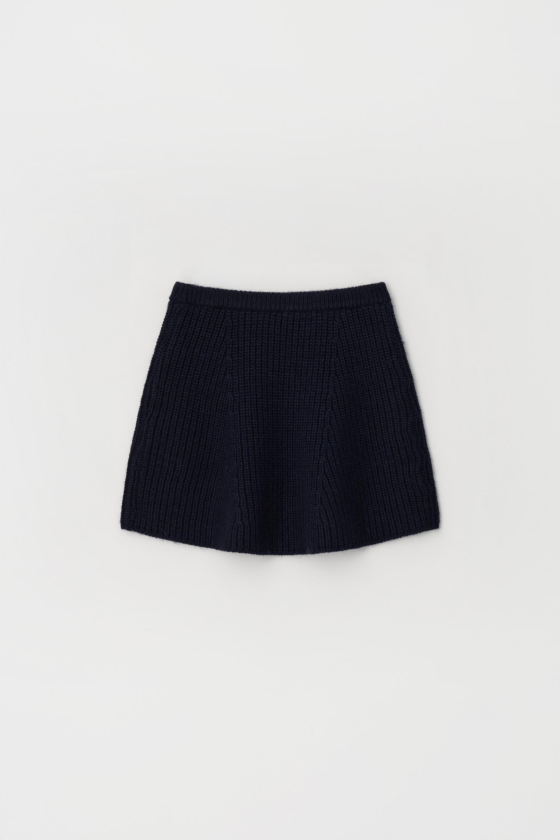 KNIT FLARED BAND SKIRT_NAVY
