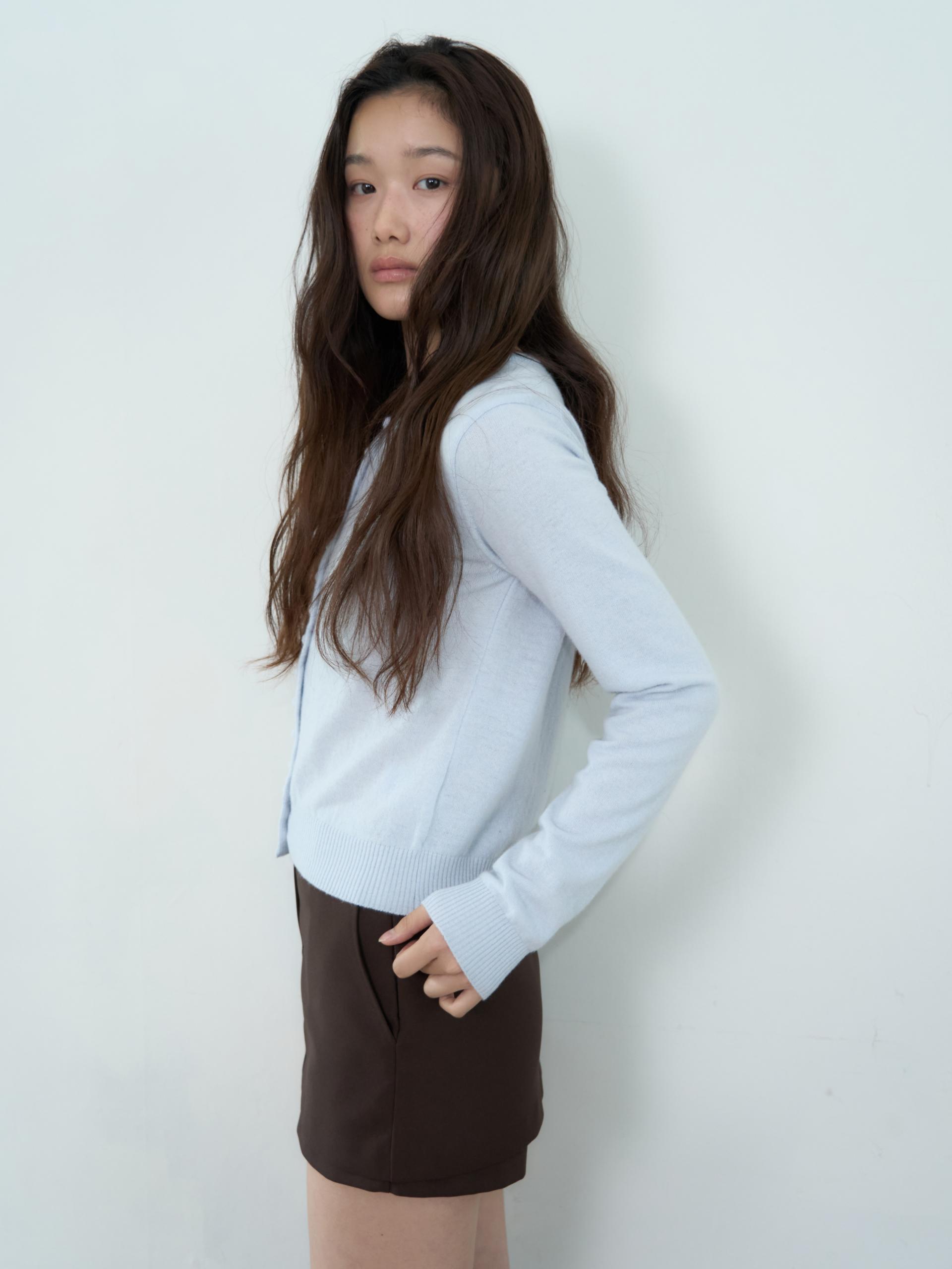 MERINO CASHMERE BUTTON CARDIGAN_BLUE