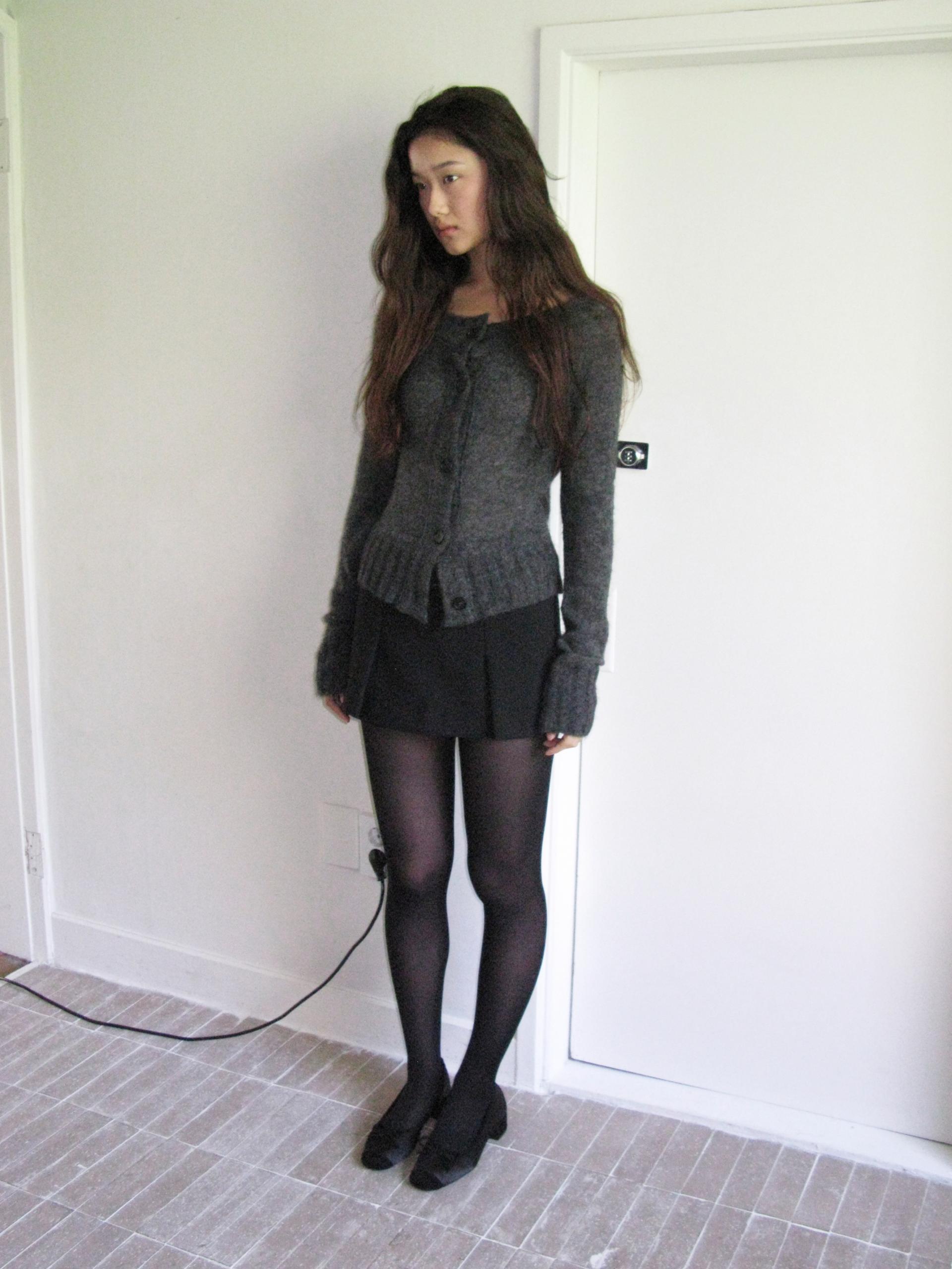 MERINO WOOL ALPACA OFF-SHOULDER CARDIGAN_CHARCOAL