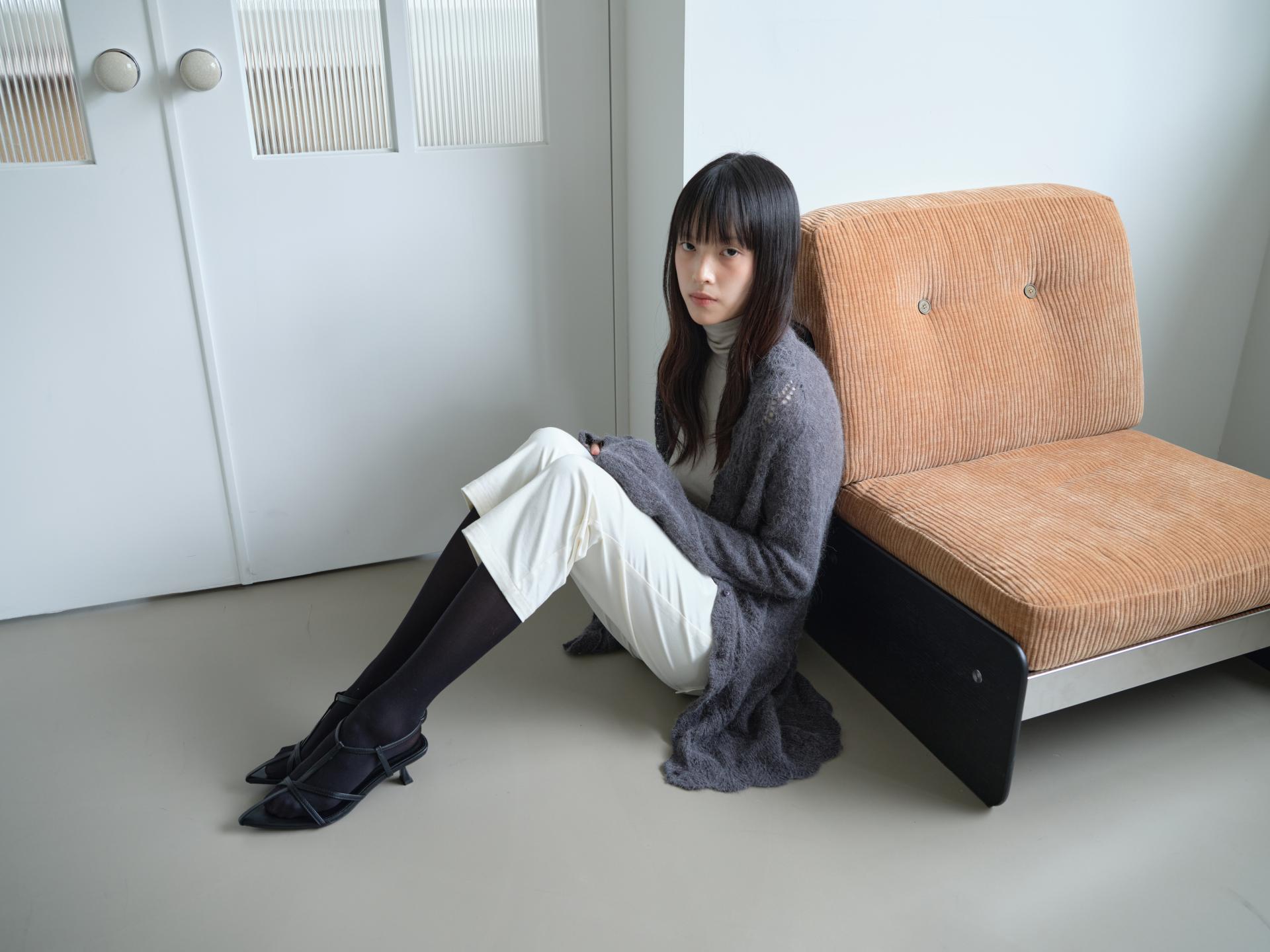 ALPACA LOOSE KNIT LONG CARDIGAN_CHARCOAL