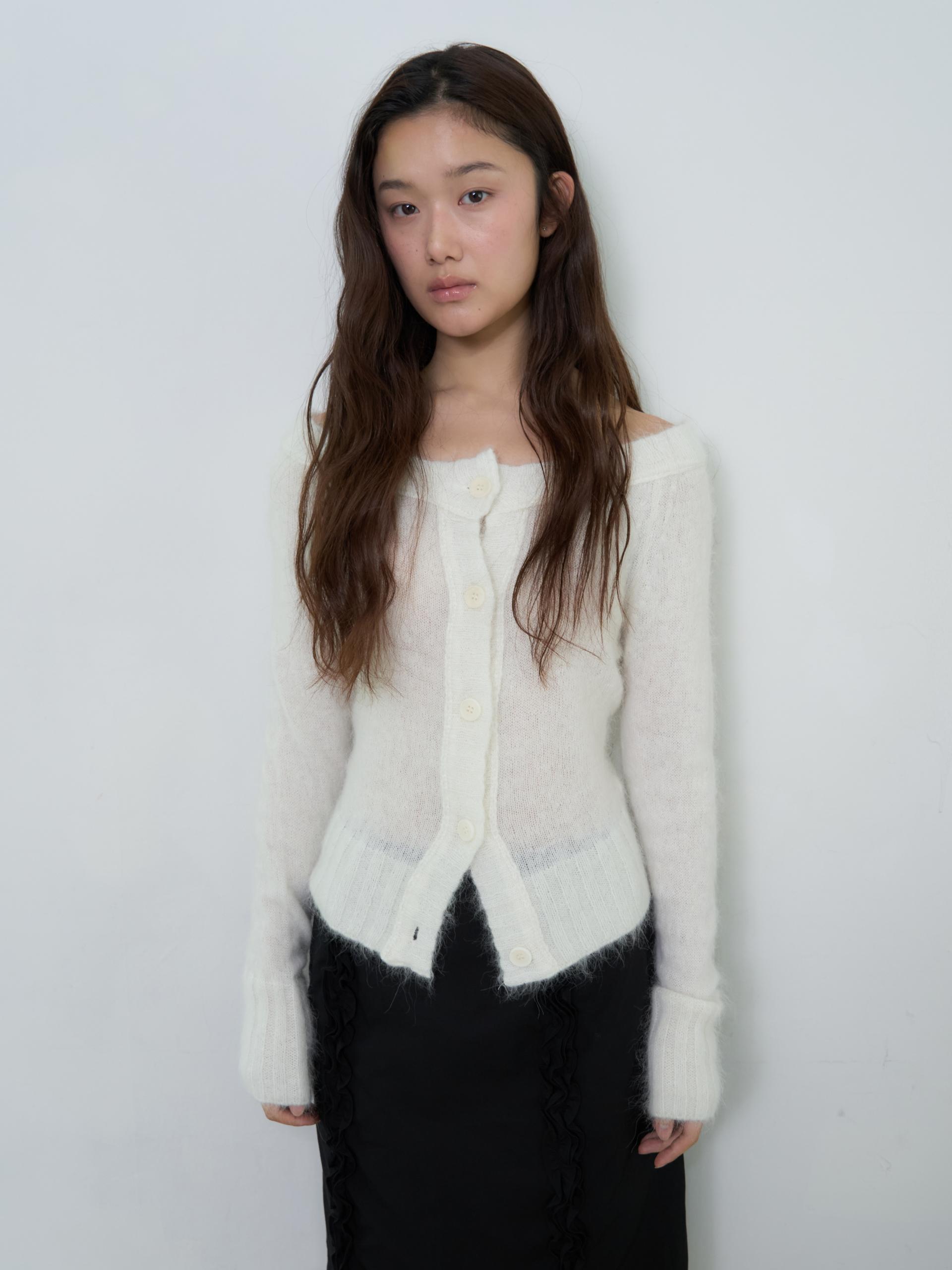 MERINO WOOL ALPACA OFF-SHOULDER CARDIGAN_WHITE