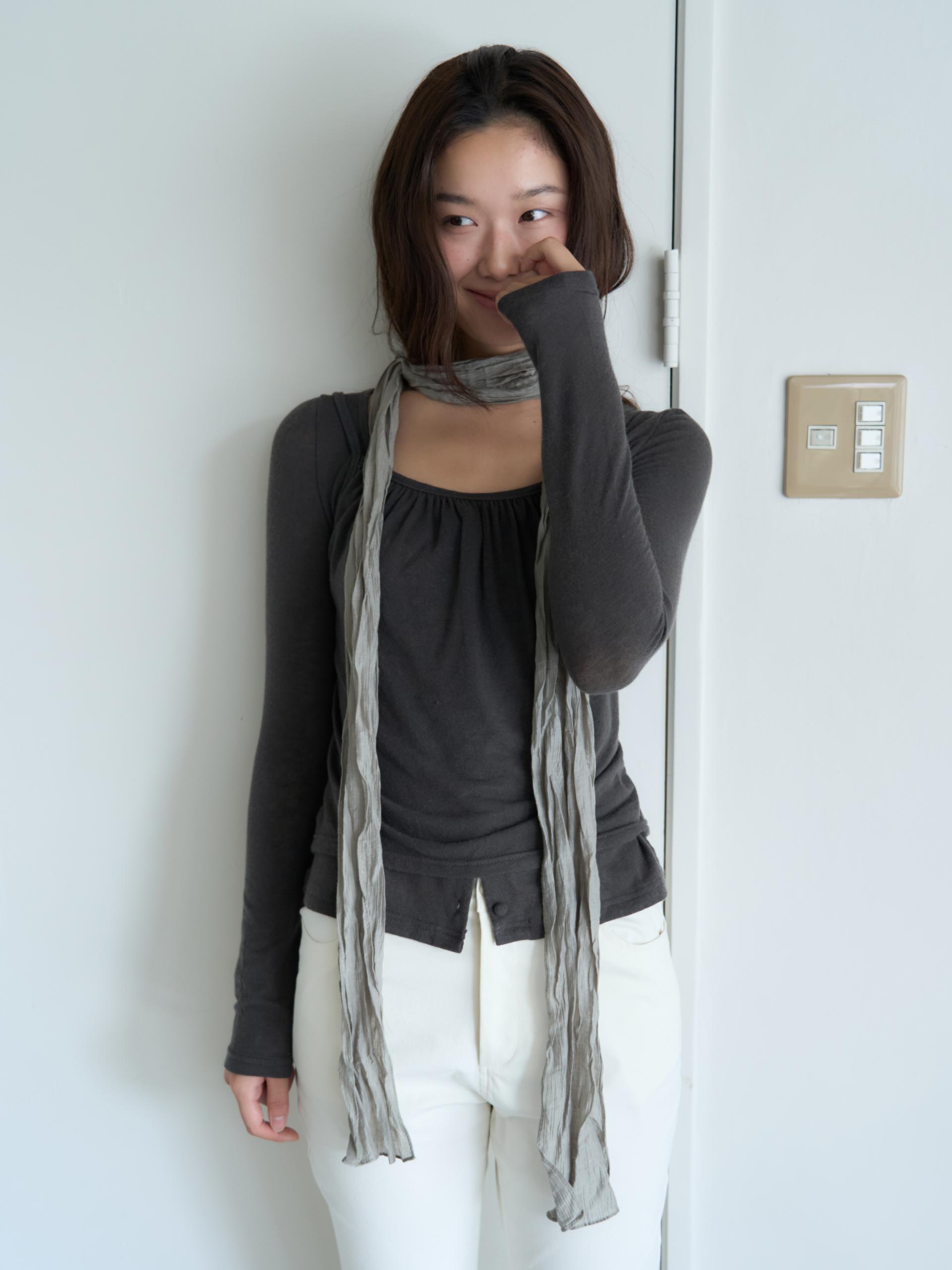 COZY SOFT CARDIGAN&TANK SET_CHARCOAL