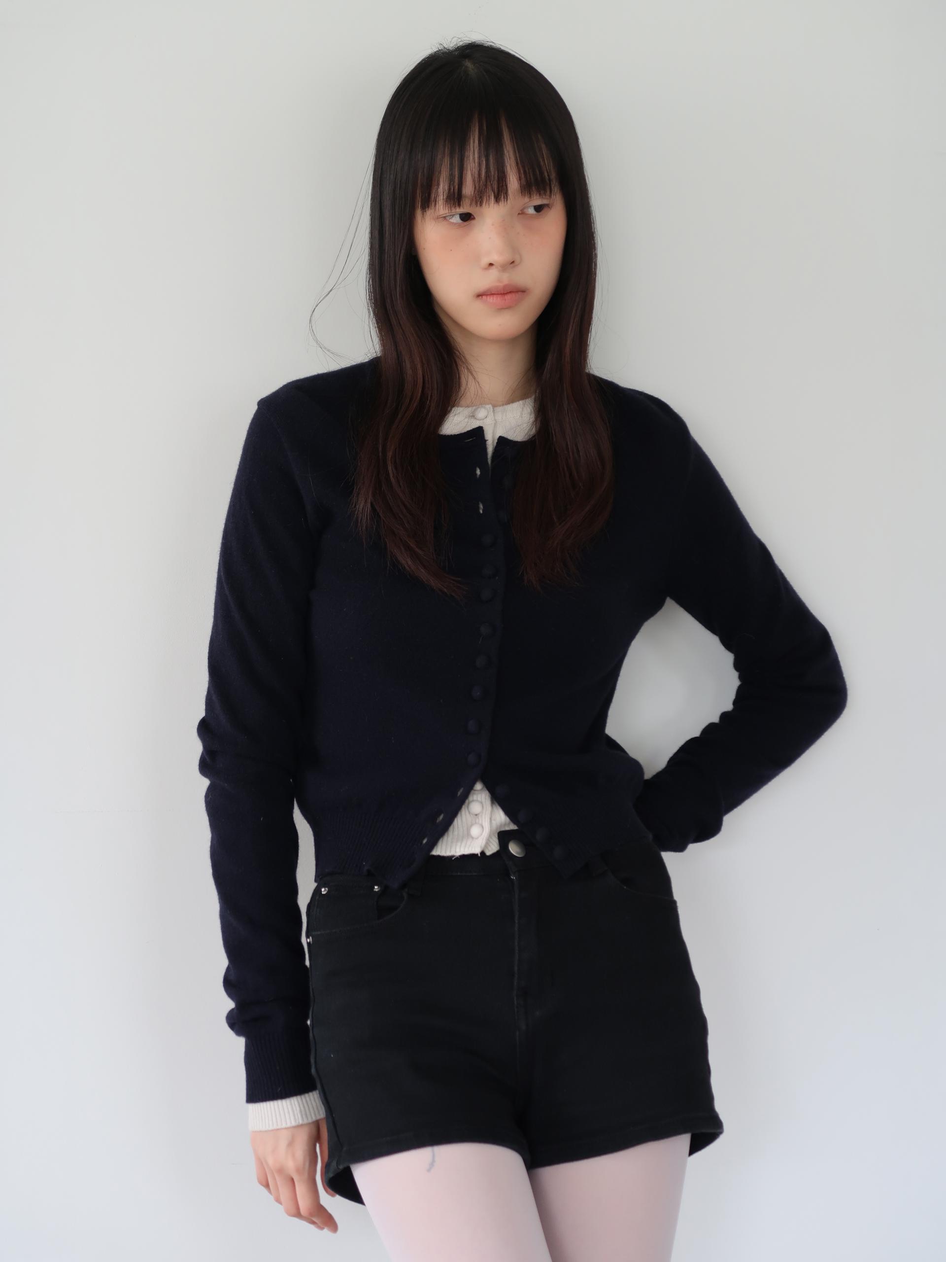 MERINO CASHMERE BUTTON CARDIGAN_NAVY