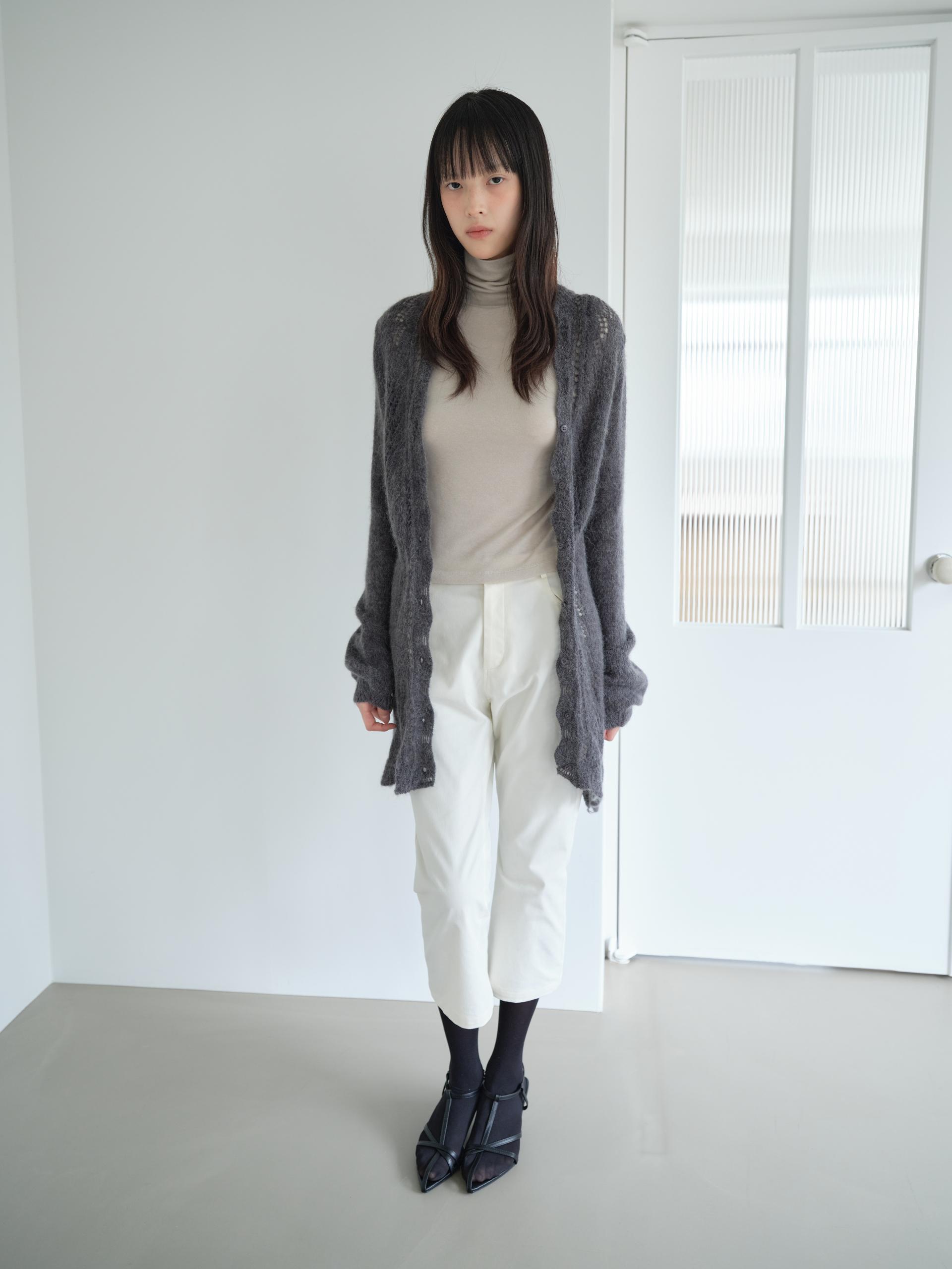 ALPACA LOOSE KNIT LONG CARDIGAN_CHARCOAL