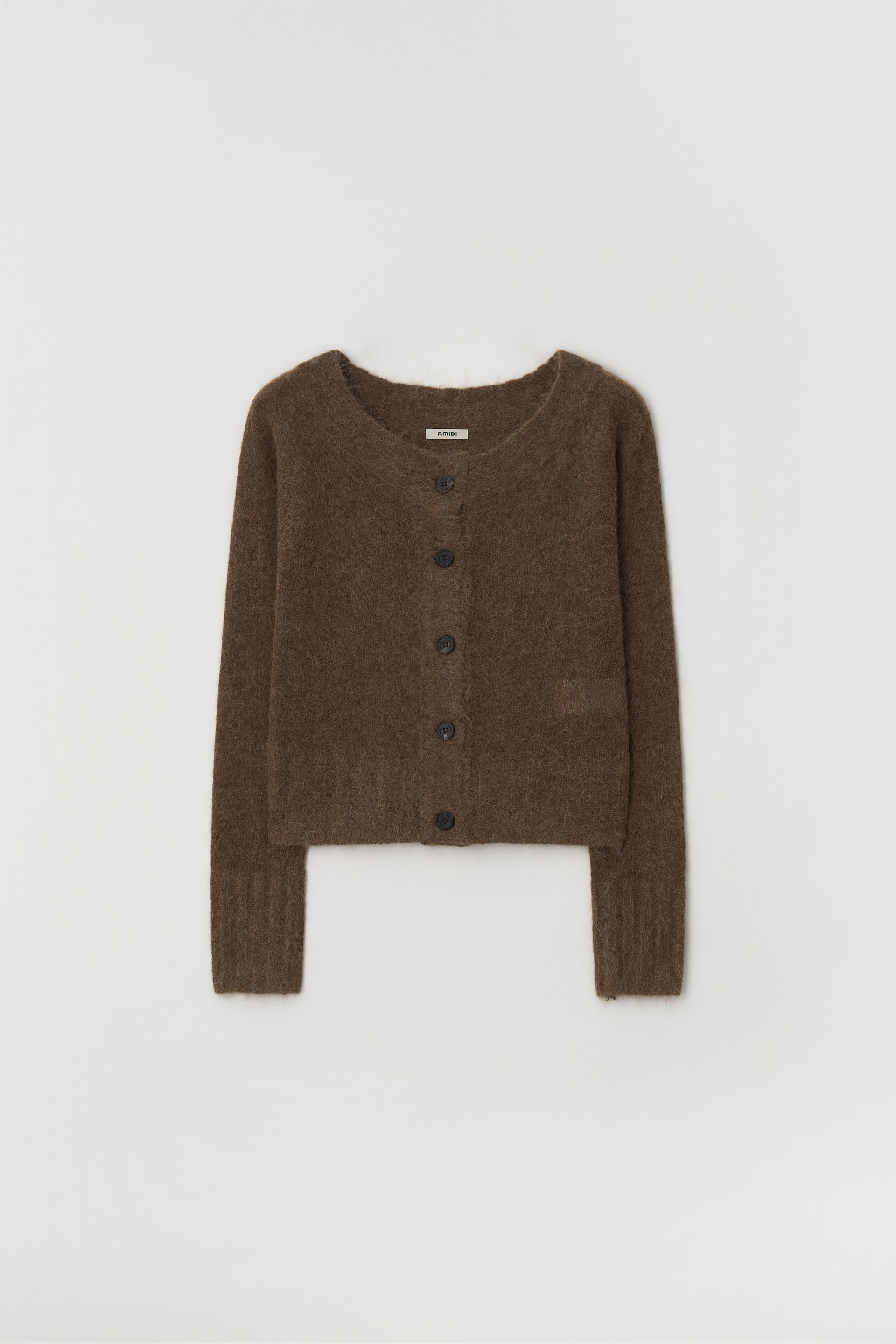MERINO WOOL ALPACA OFF-SHOULDER CARDIGAN_BROWN