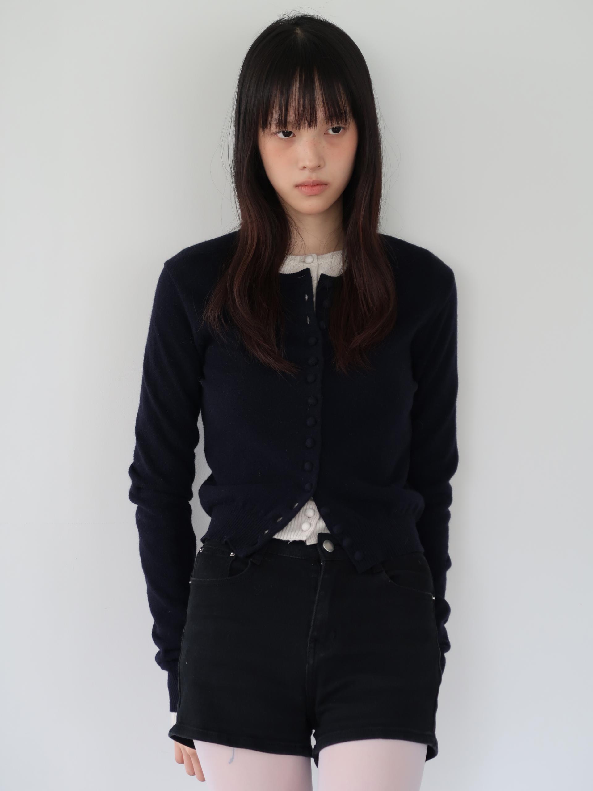MERINO CASHMERE BUTTON CARDIGAN_NAVY