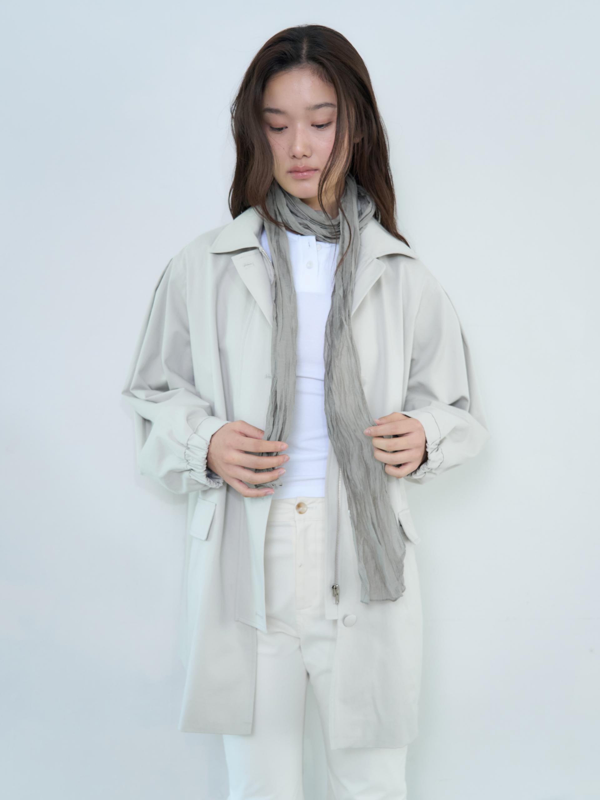 A-LINE COVERED BUTTON HALF JACKET_LIGHT BEIGE