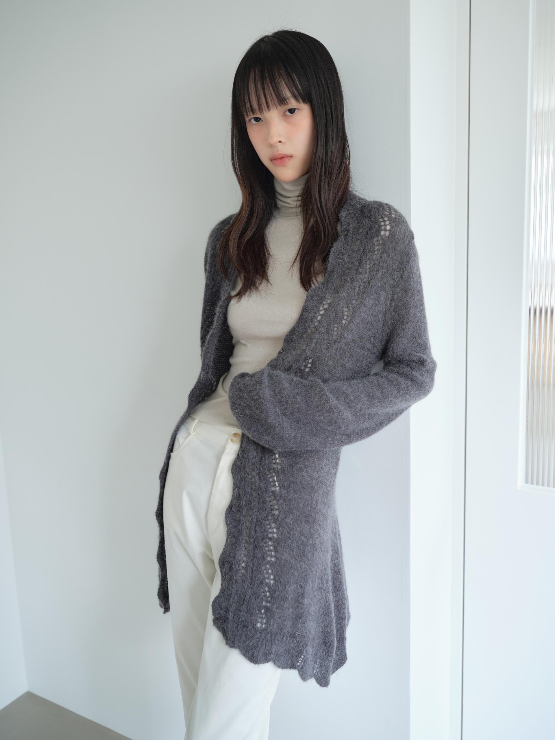 ALPACA LOOSE KNIT LONG CARDIGAN_CHARCOAL