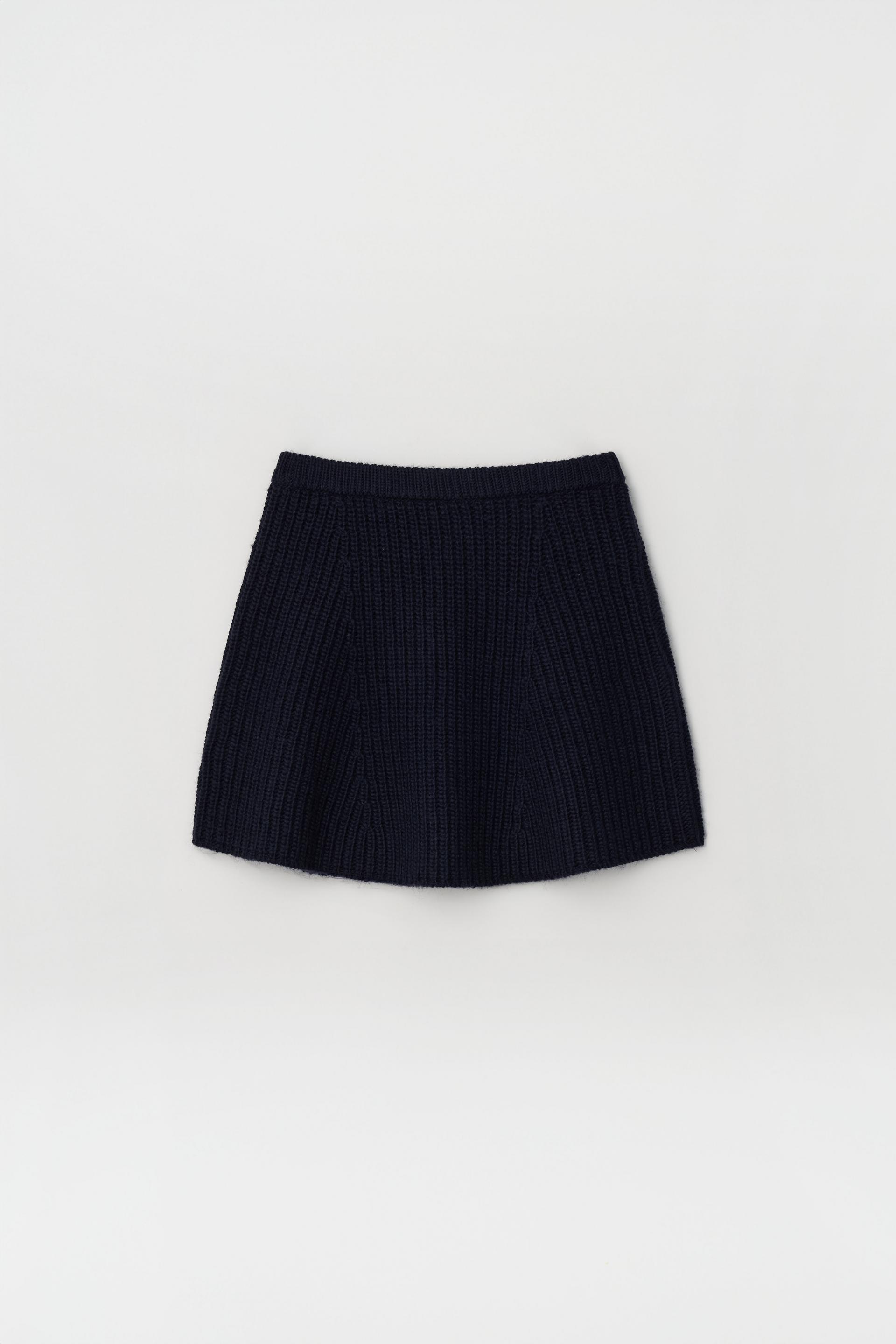 KNIT FLARED BAND SKIRT_NAVY