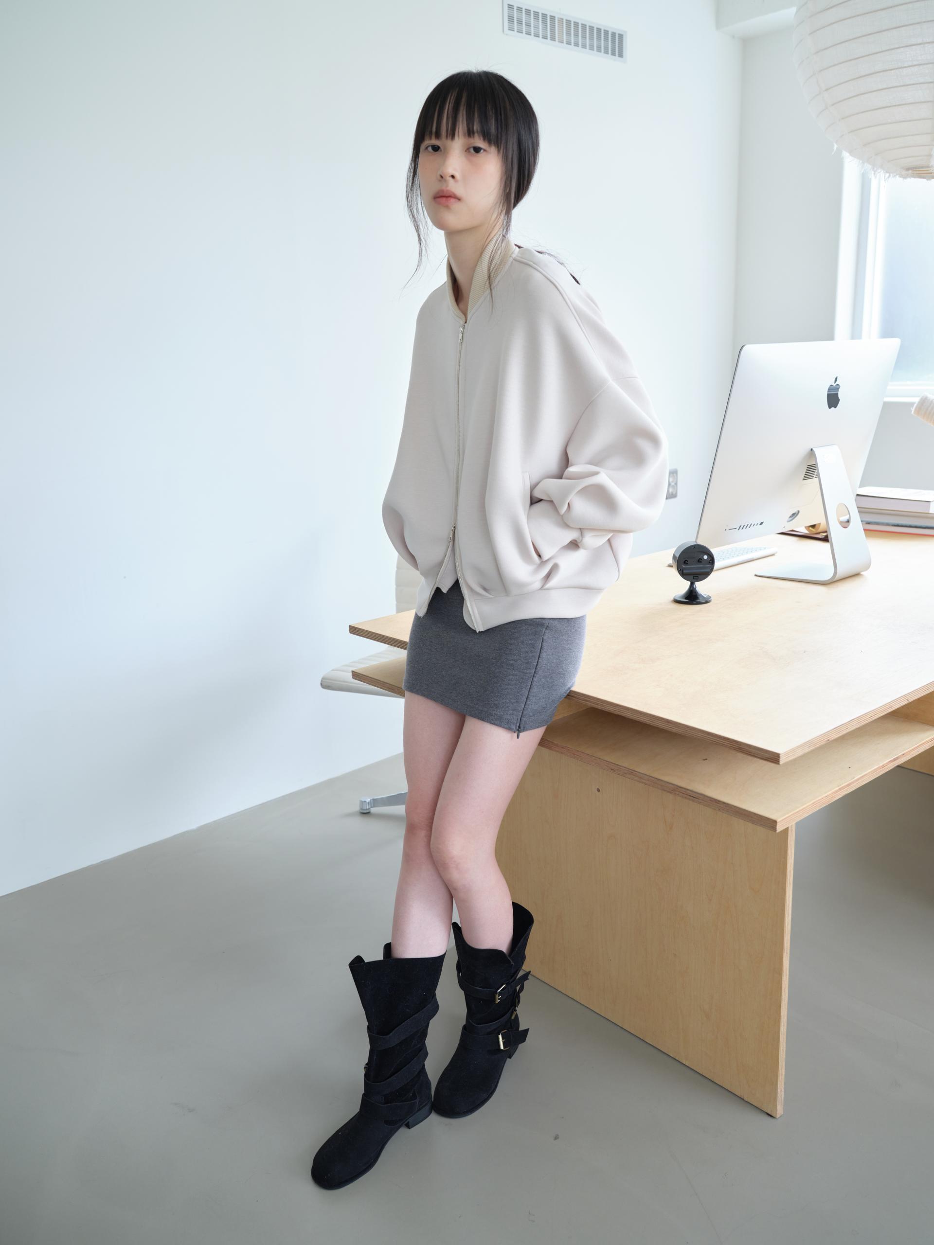 NEOPRENE PINTUCK JACKET_BEIGE