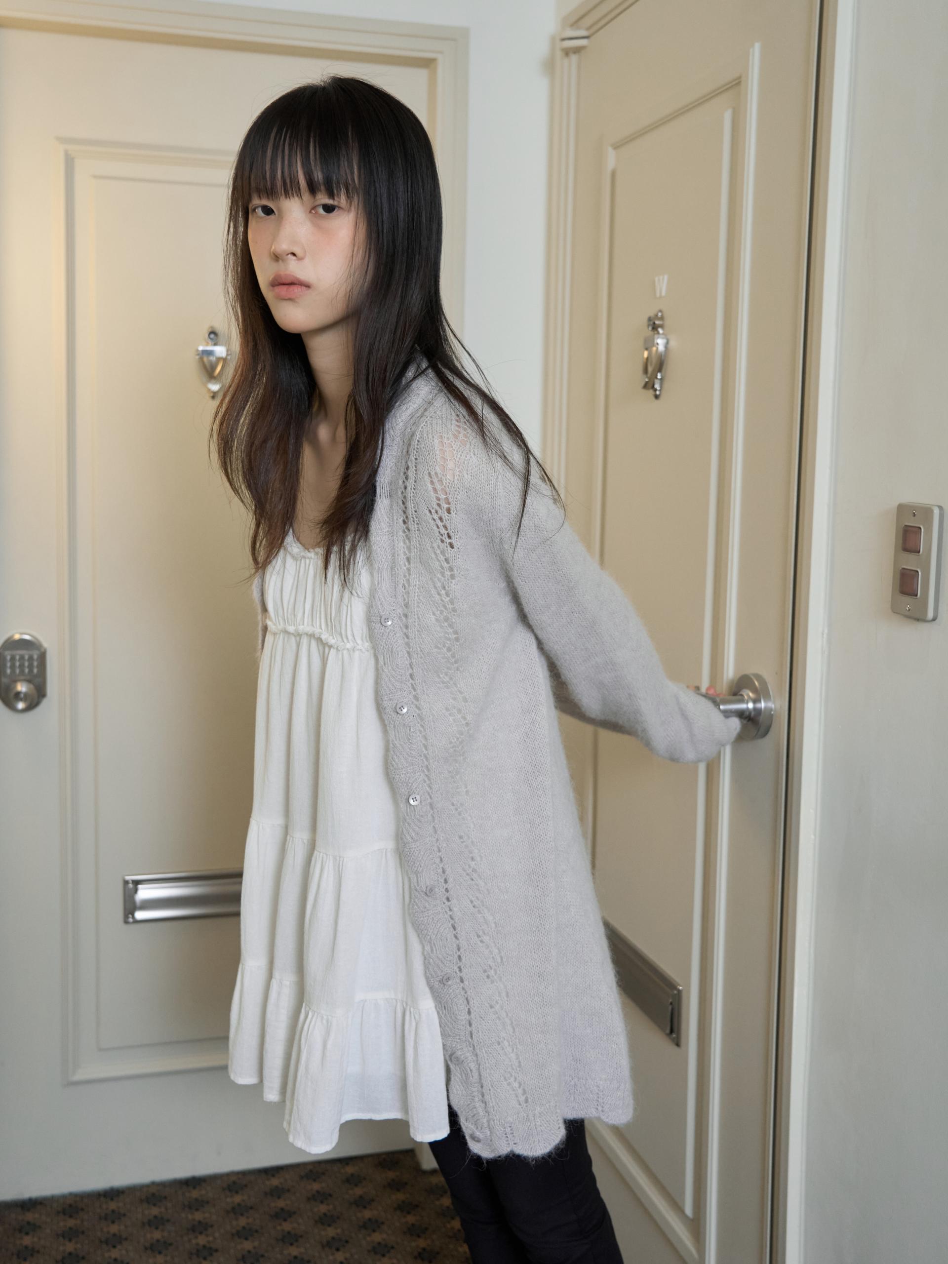 ALPACA LOOSE KNIT LONG CARDIGAN_LIGHT GRAY