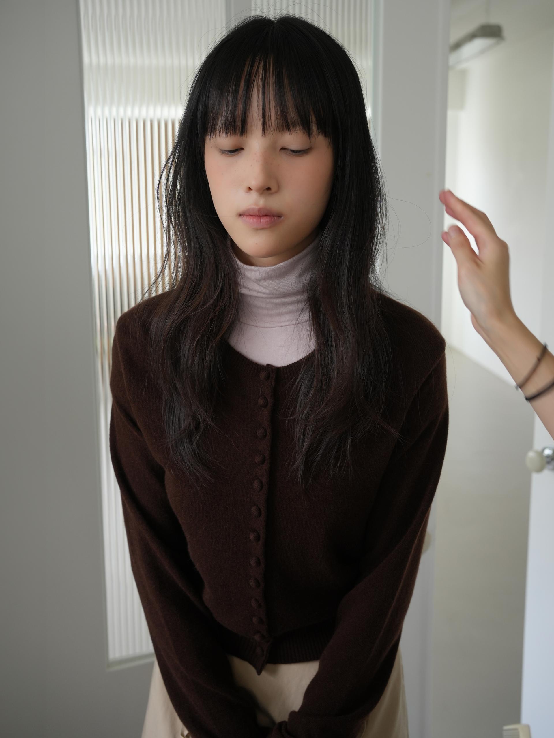 MERINO CASHMERE BUTTON CARDIGAN_BROWN