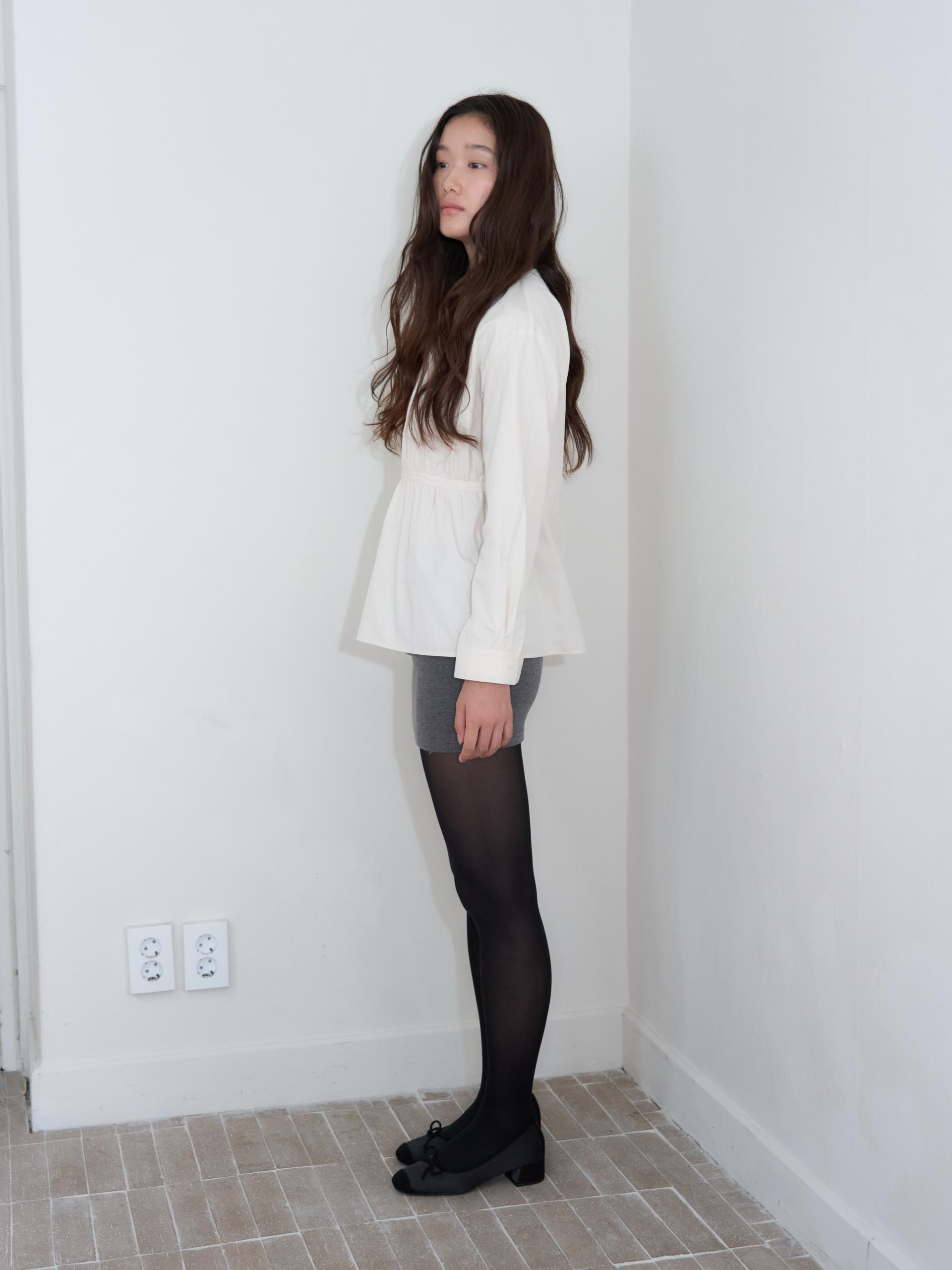 TAPE DETAIL SHIRRED BLOUSE_LIGHT BEIGE