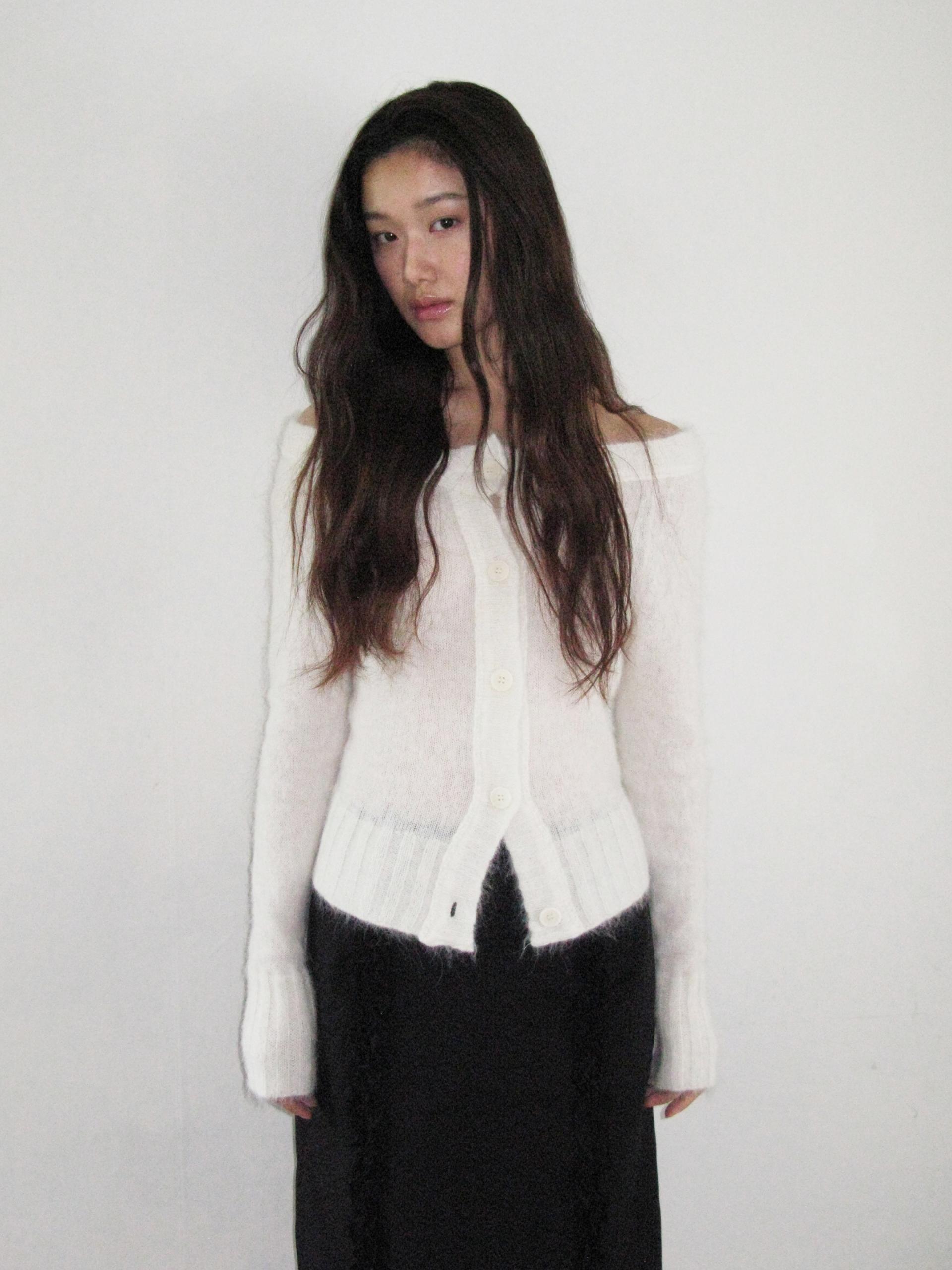 MERINO WOOL ALPACA OFF-SHOULDER CARDIGAN_WHITE
