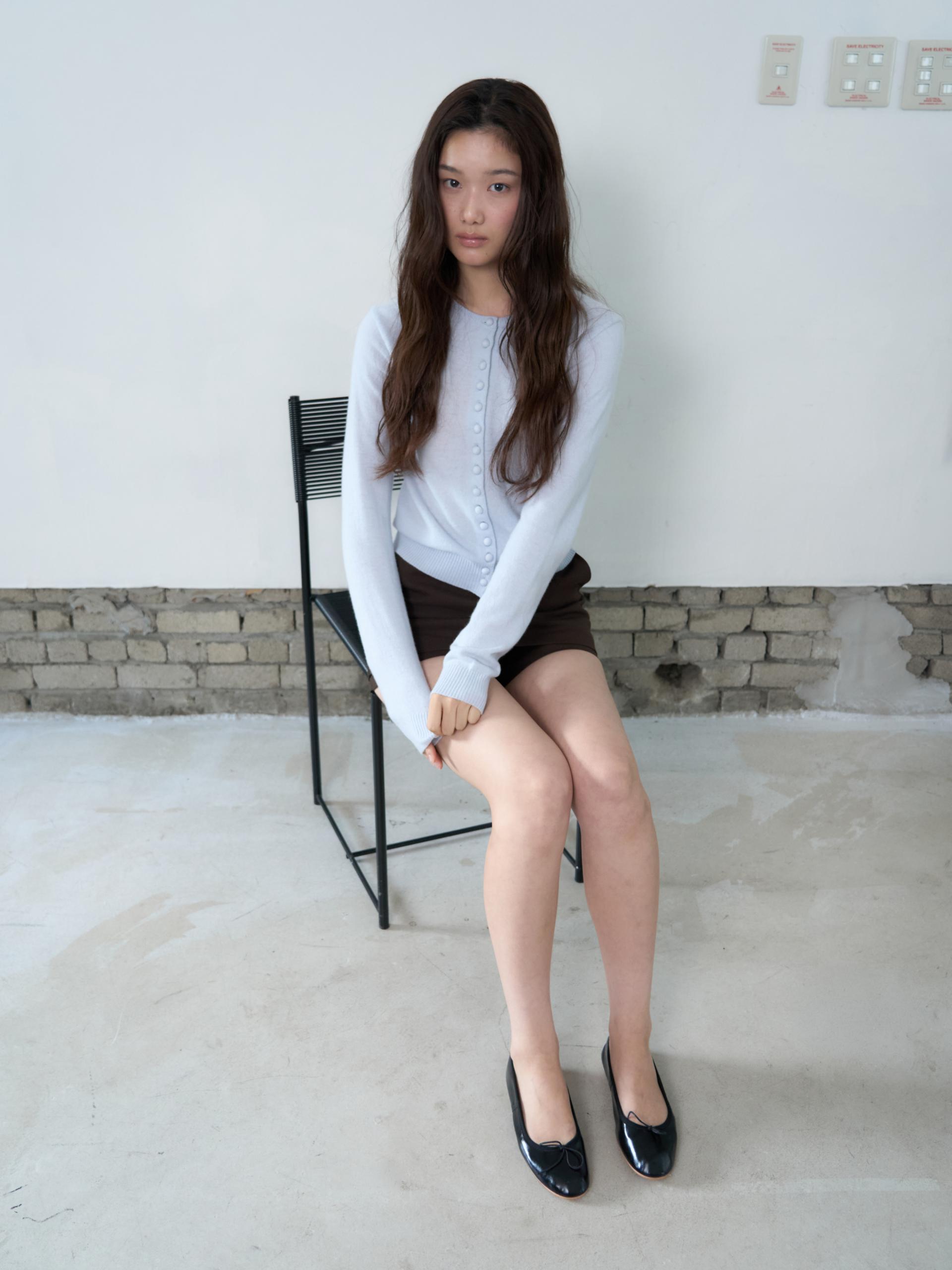 MERINO CASHMERE BUTTON CARDIGAN_BLUE