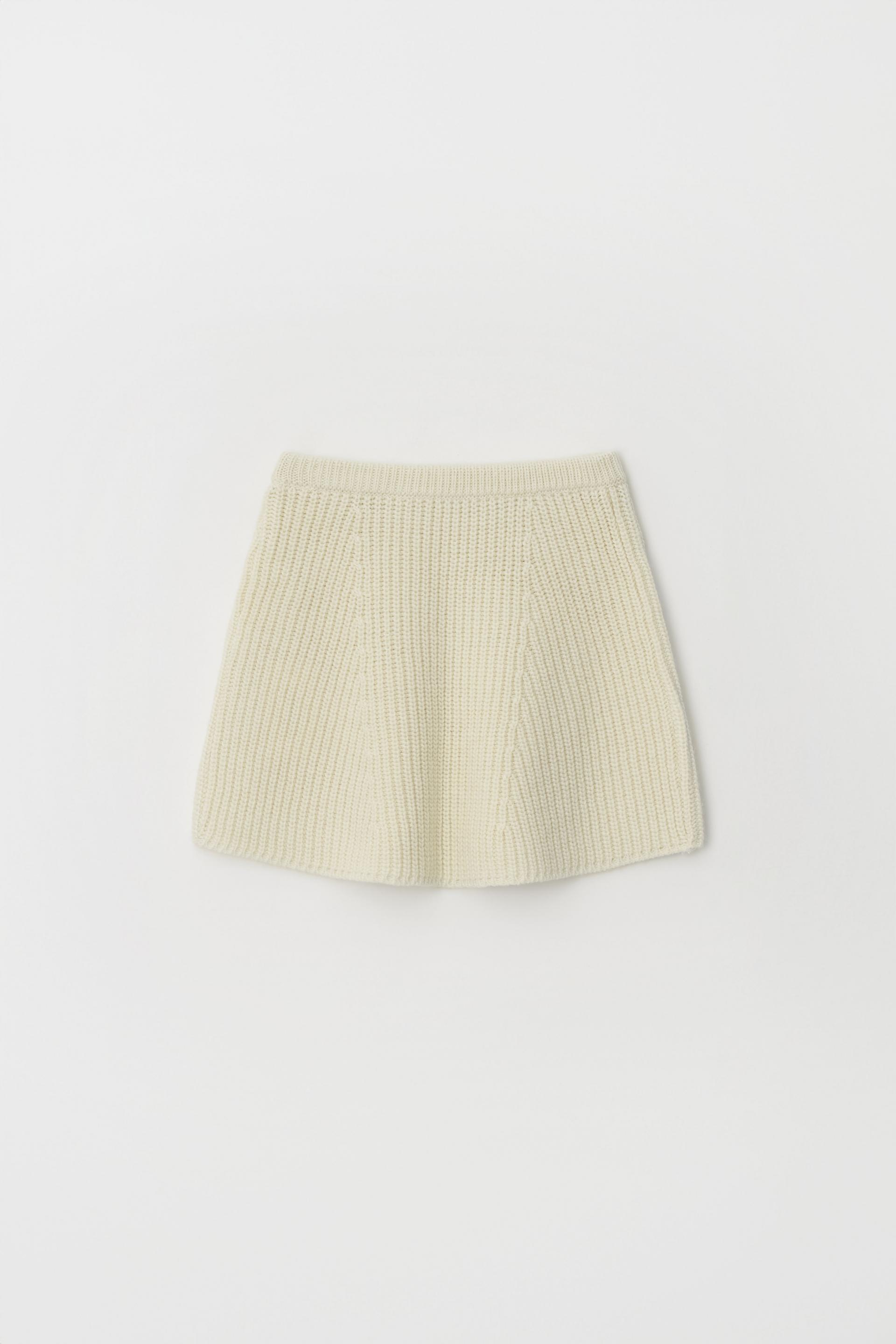 KNIT FLARED BAND SKIRT_BEIGE