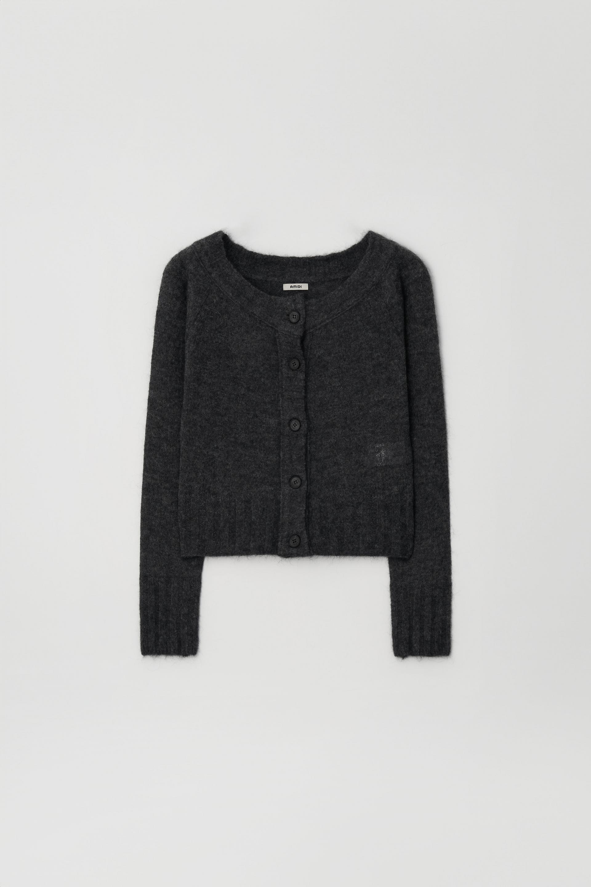 MERINO WOOL ALPACA OFF-SHOULDER CARDIGAN_CHARCOAL