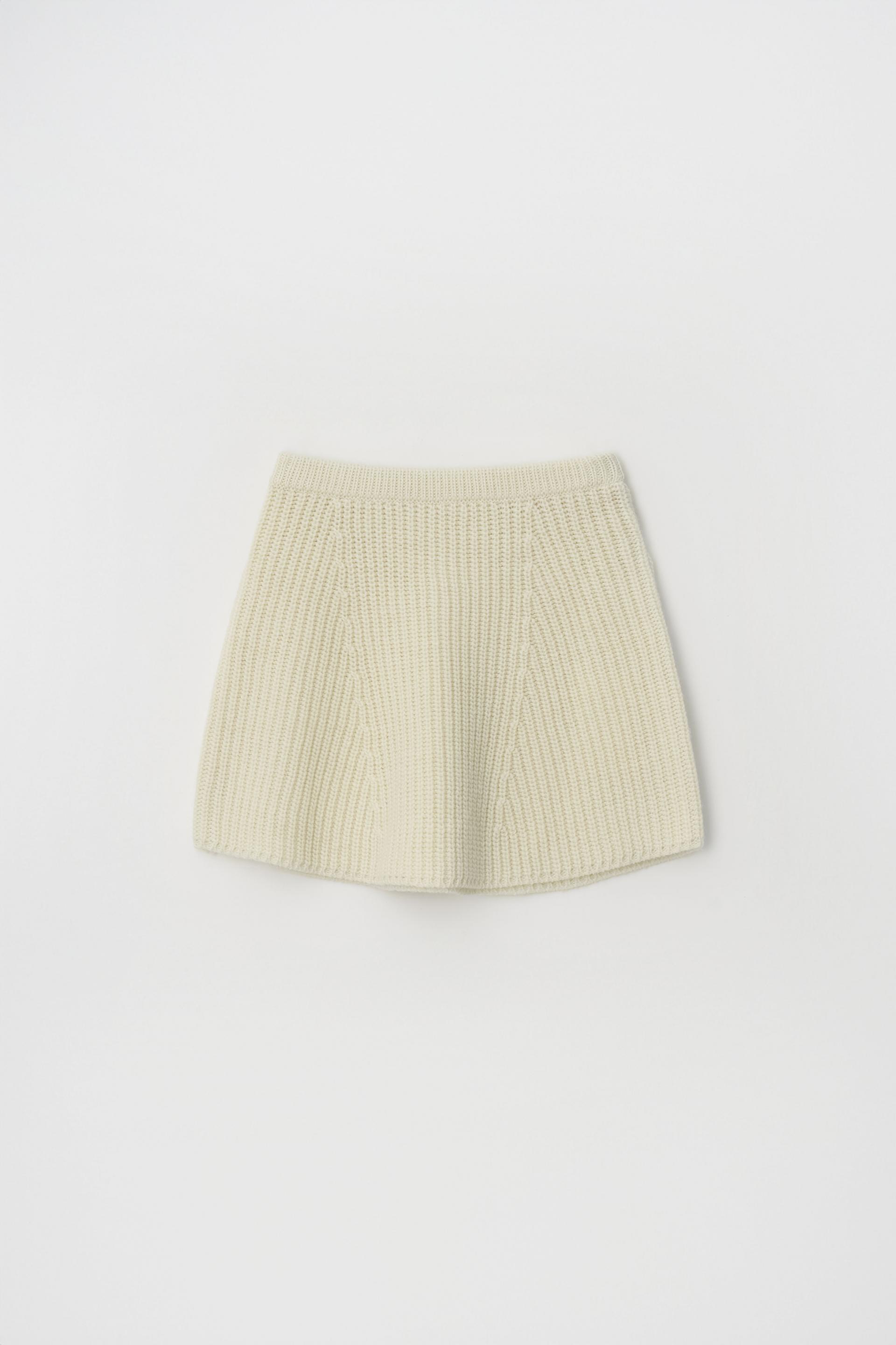 KNIT FLARED BAND SKIRT_BEIGE