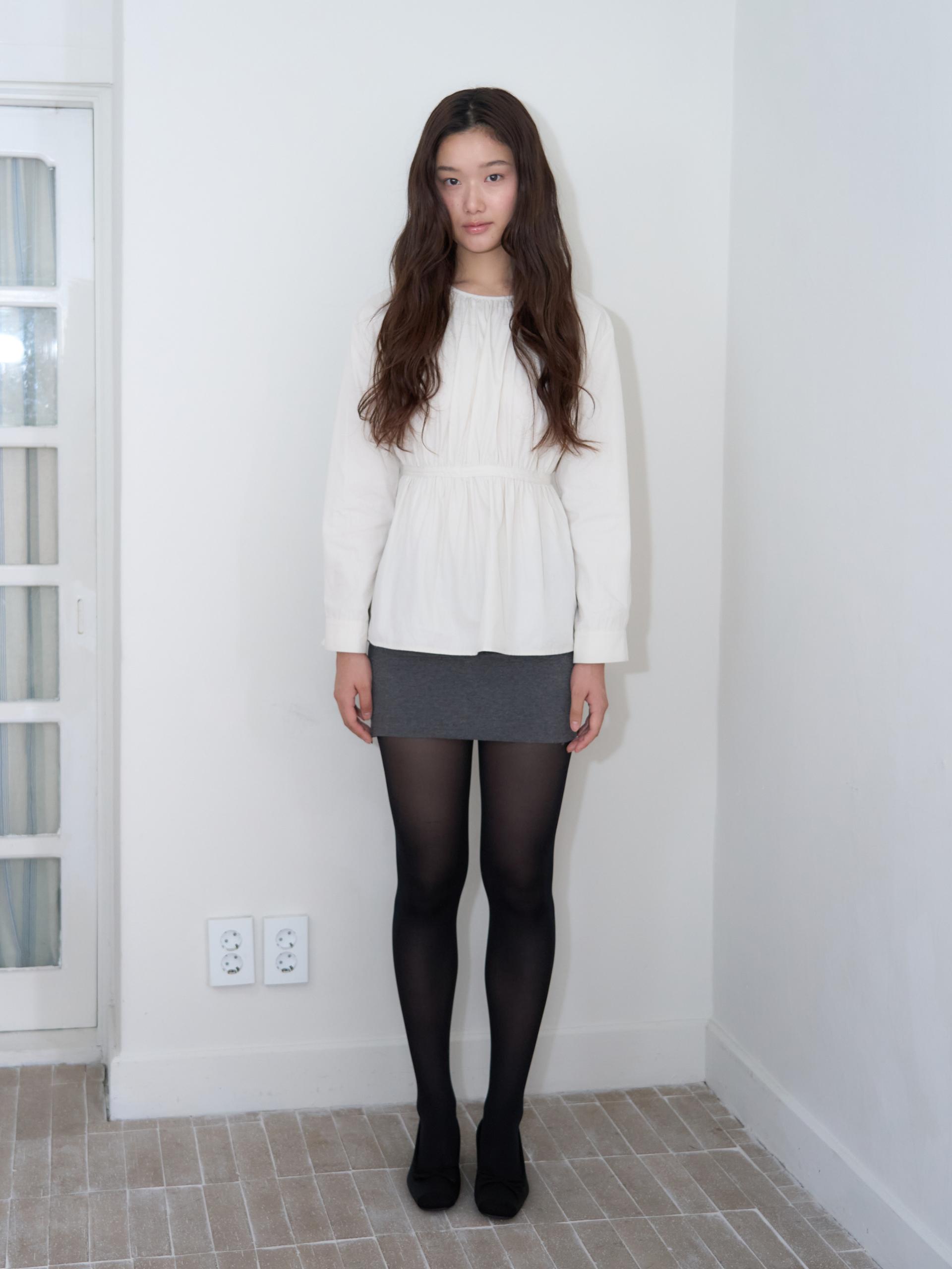 TAPE DETAIL SHIRRED BLOUSE_LIGHT BEIGE