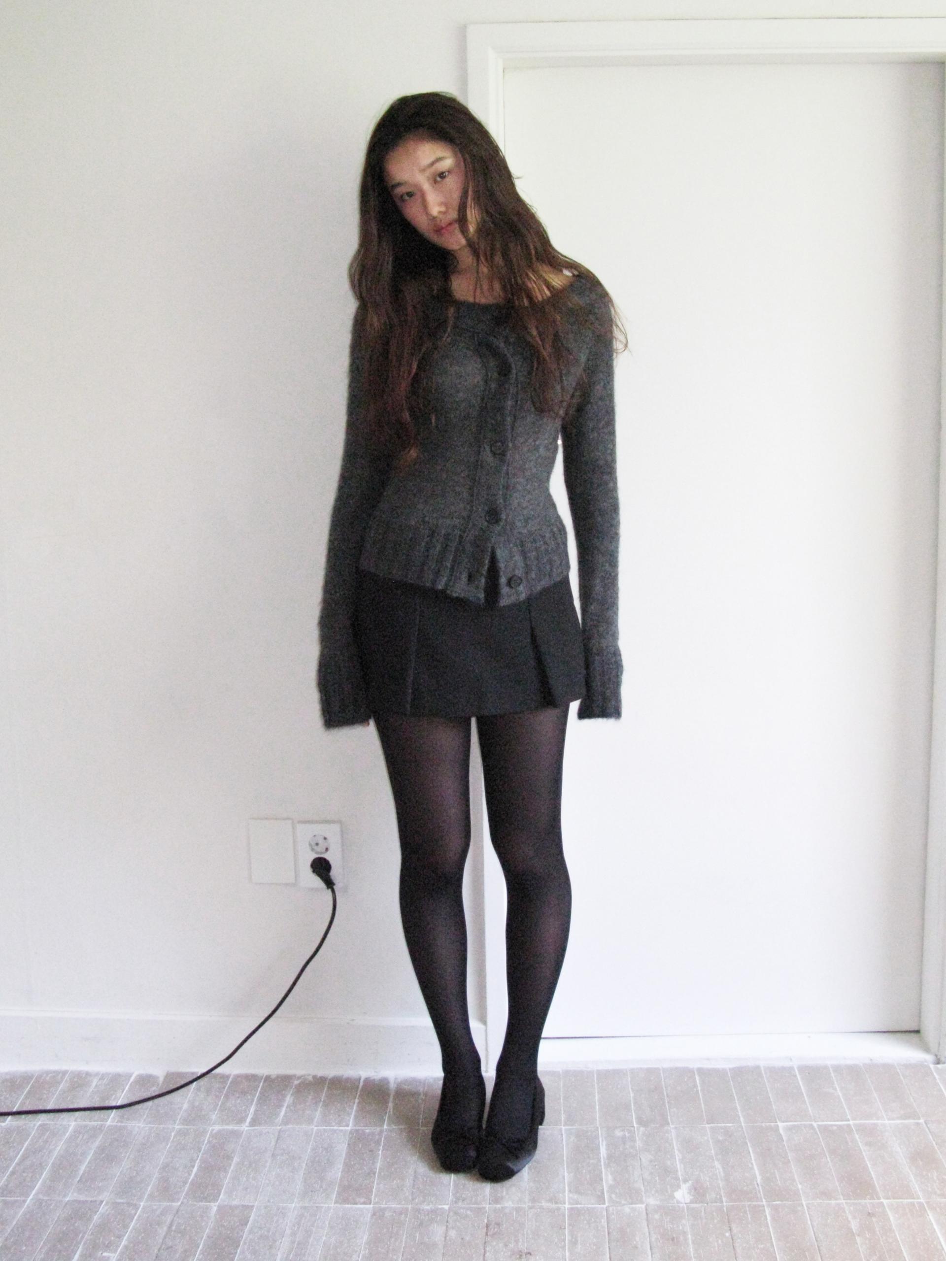 MERINO WOOL ALPACA OFF-SHOULDER CARDIGAN_CHARCOAL