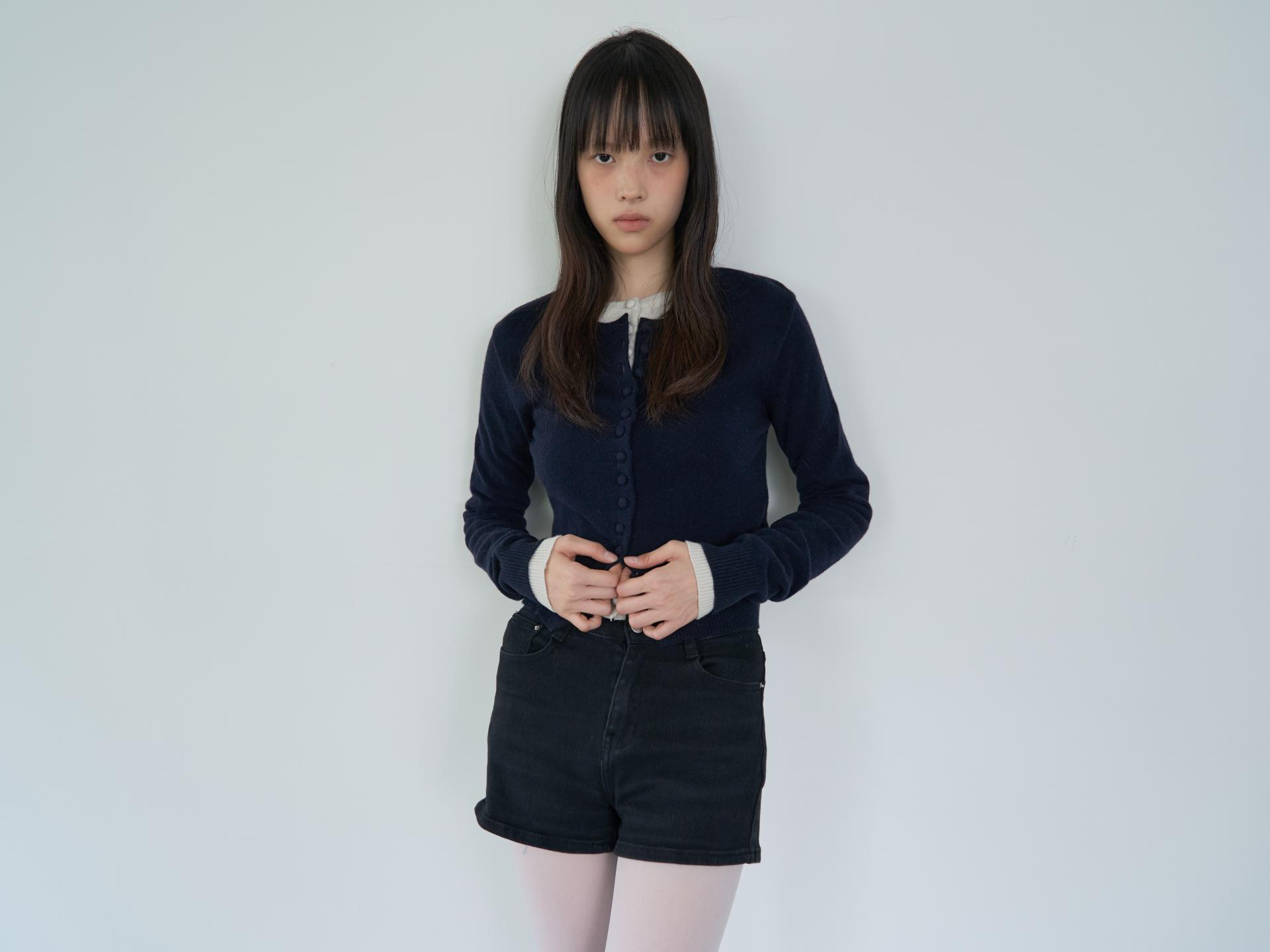 MERINO CASHMERE BUTTON CARDIGAN_NAVY