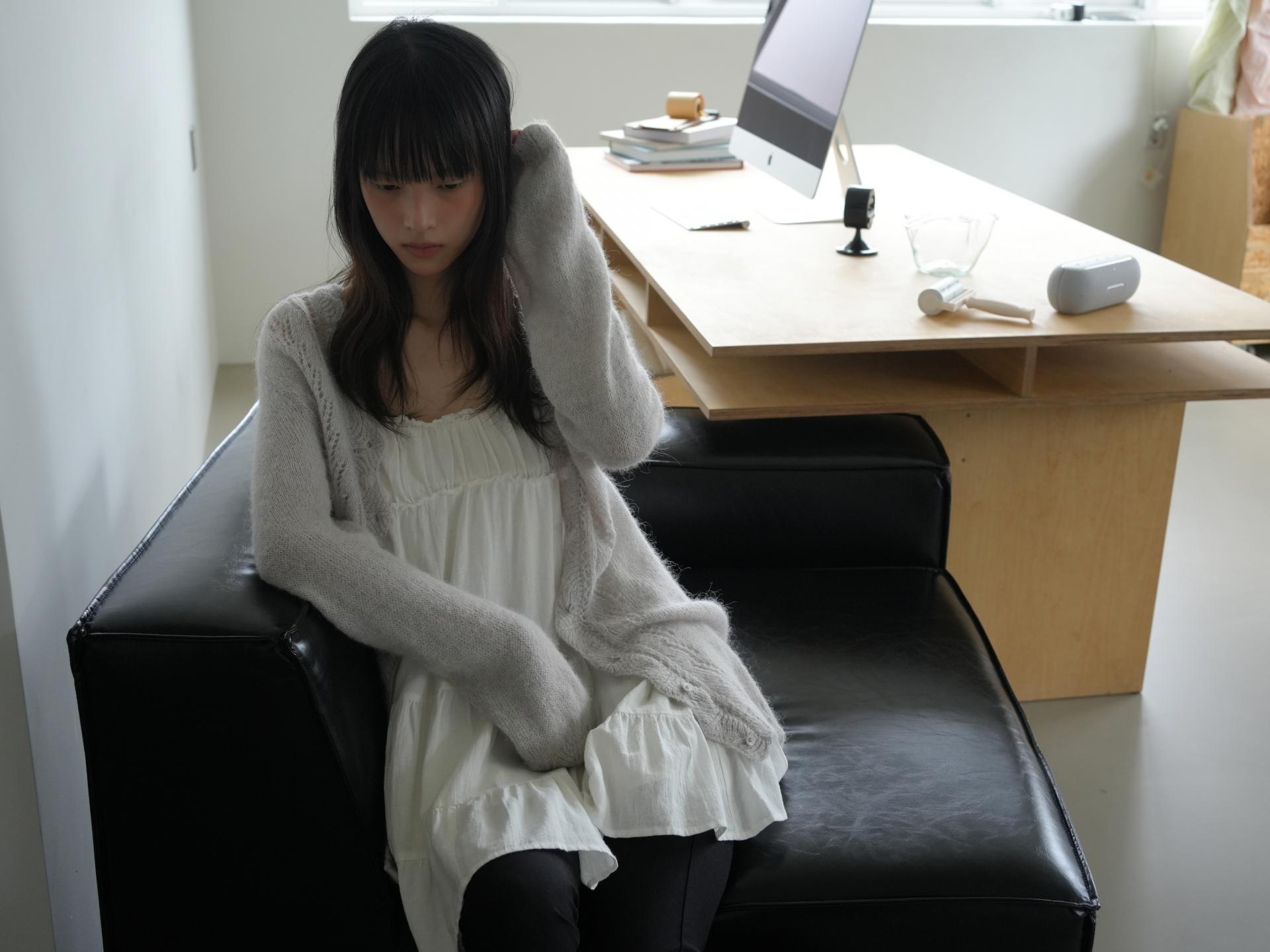 ALPACA LOOSE KNIT LONG CARDIGAN_LIGHT GRAY