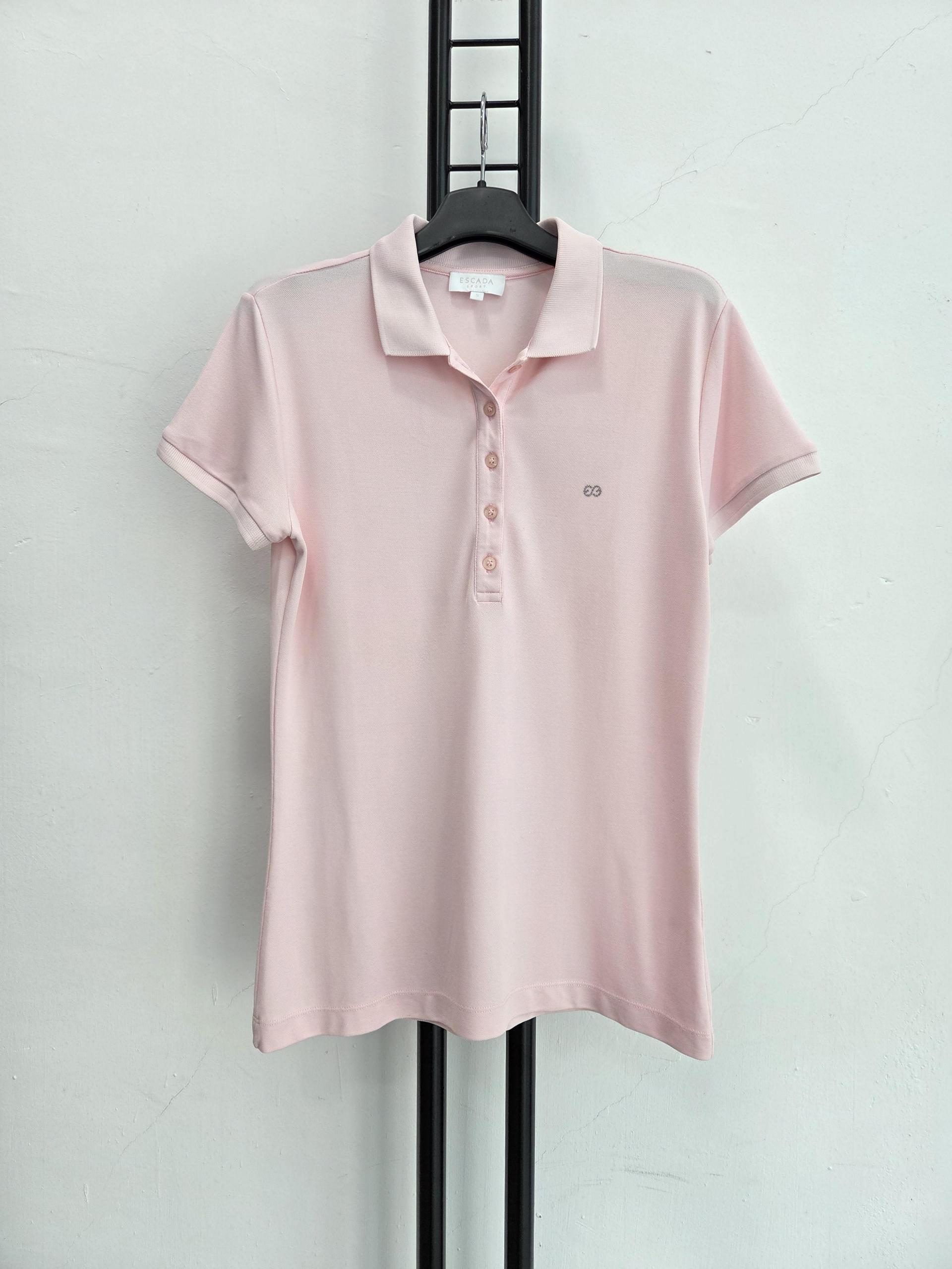 정품 에스까다 ESCADA 핑크 반팔 카라티