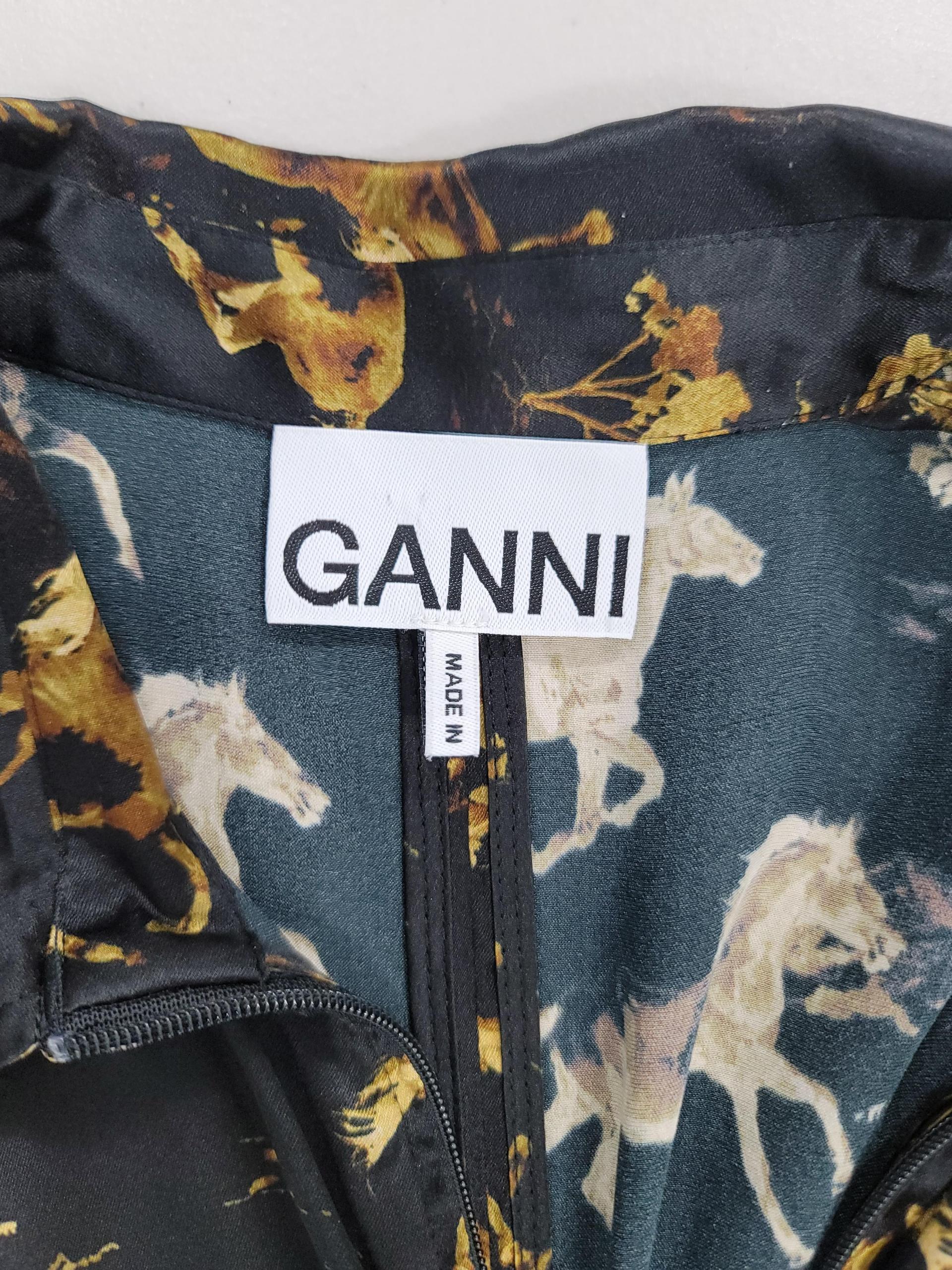 정품 가니 ganni 실크 패턴 셔츠 원피스