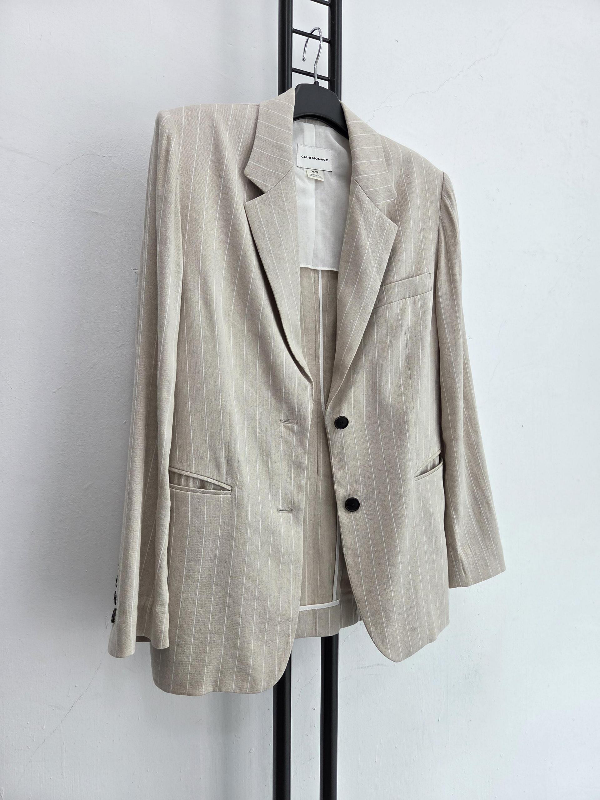 정품 클럽모나코 CLUB MONACO 스트라이프 린넨 자켓