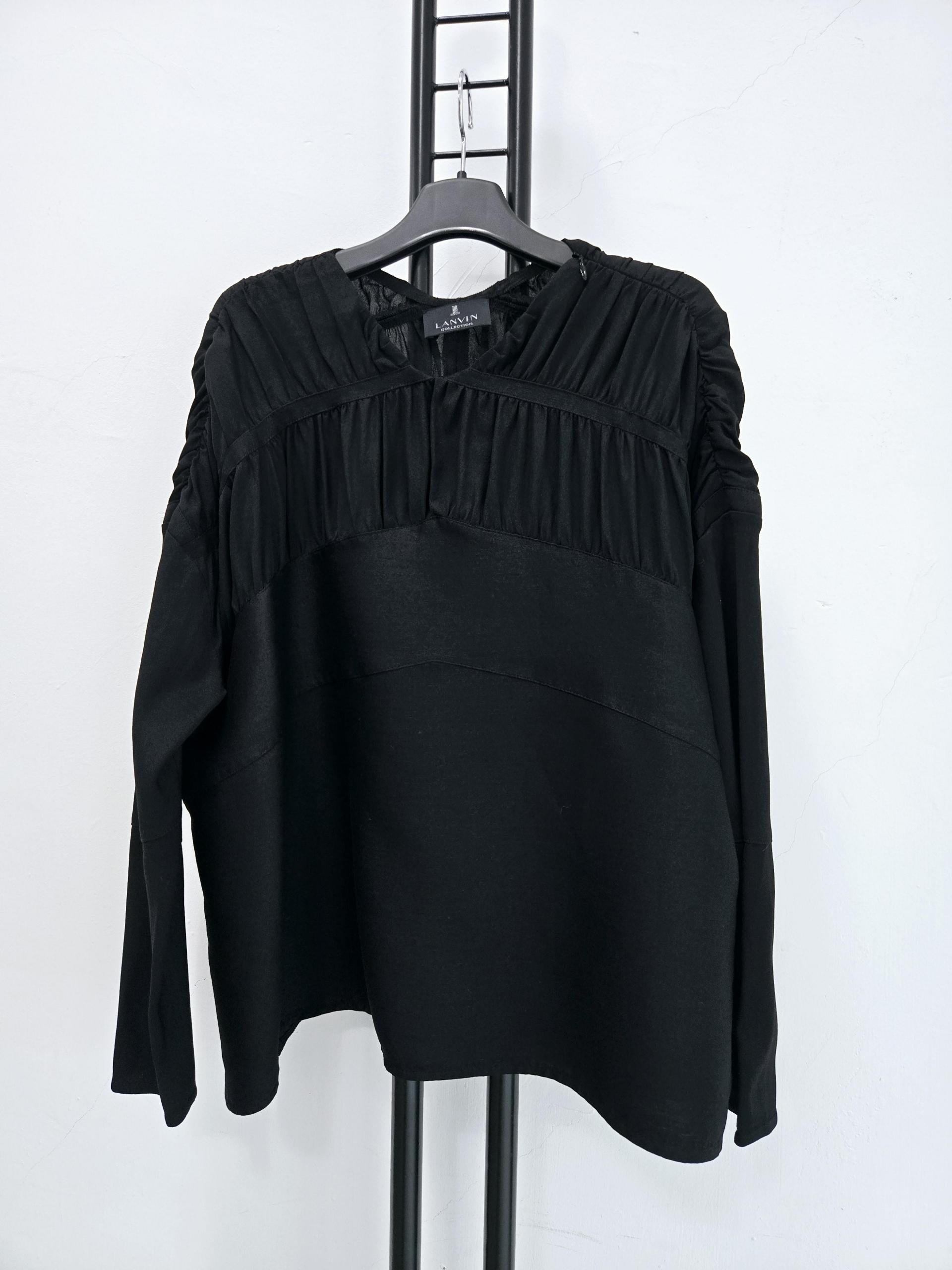 정품 랑방 LANVIN 주름 블라우스 블랙