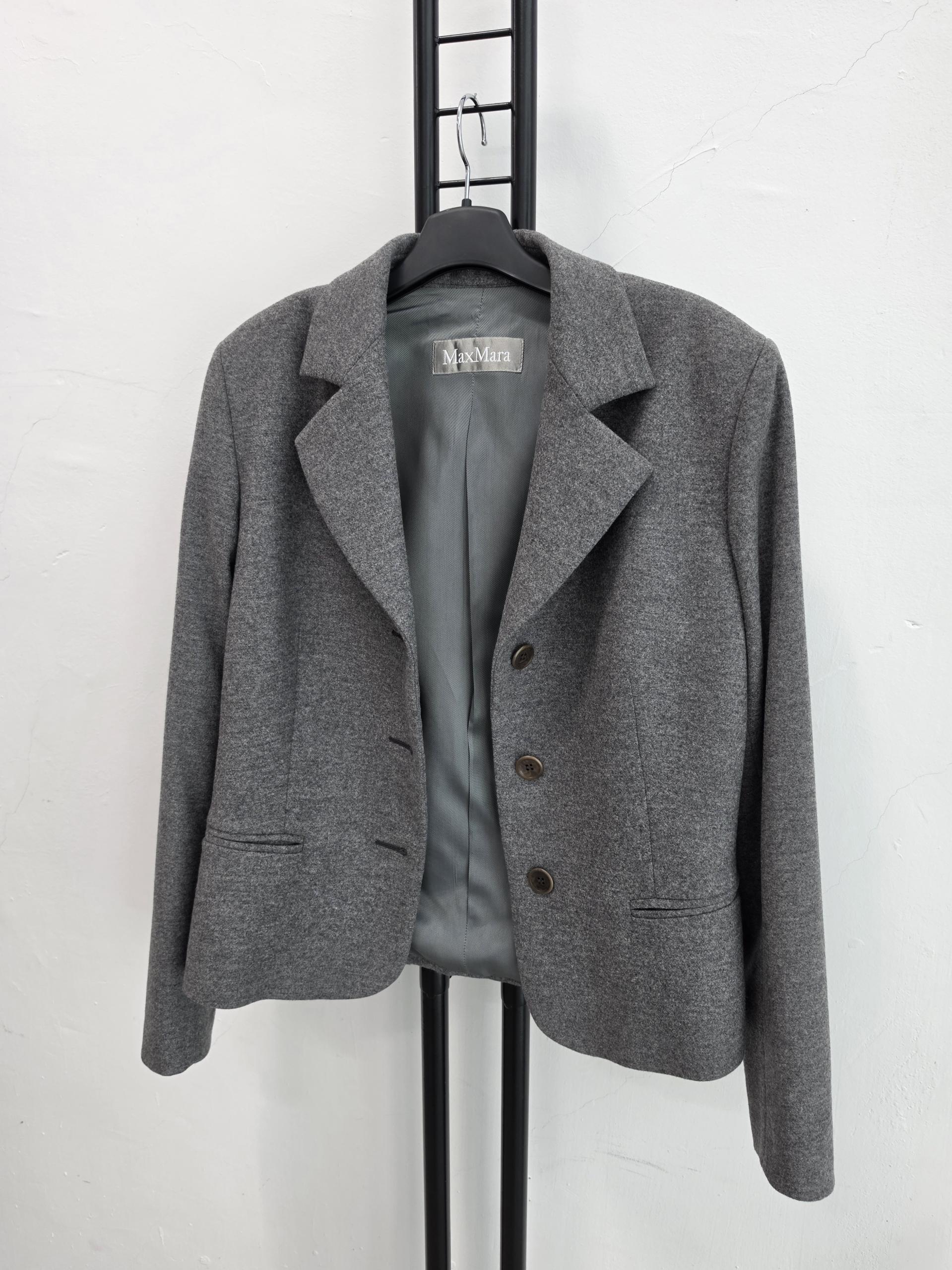 정품 MAXMARA 막스마라 버진울 자켓 그레이