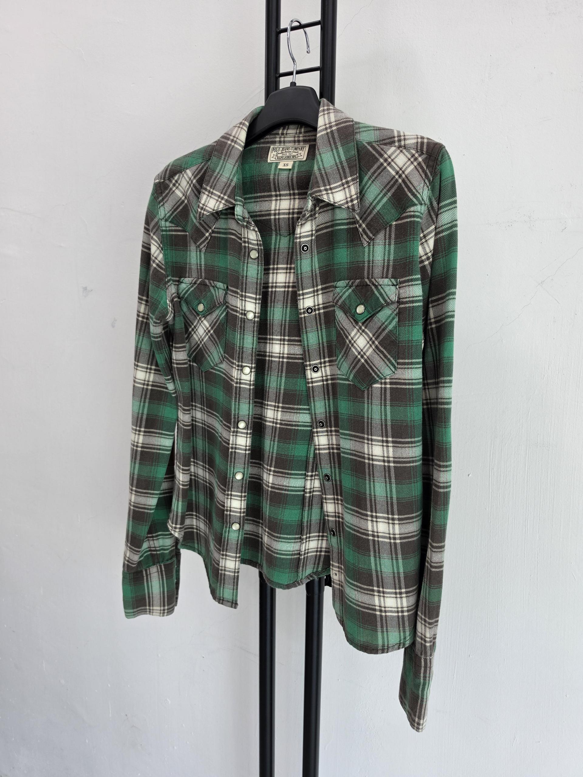 정품 폴로진스 POLO JEANSE 체크 셔츠 그린