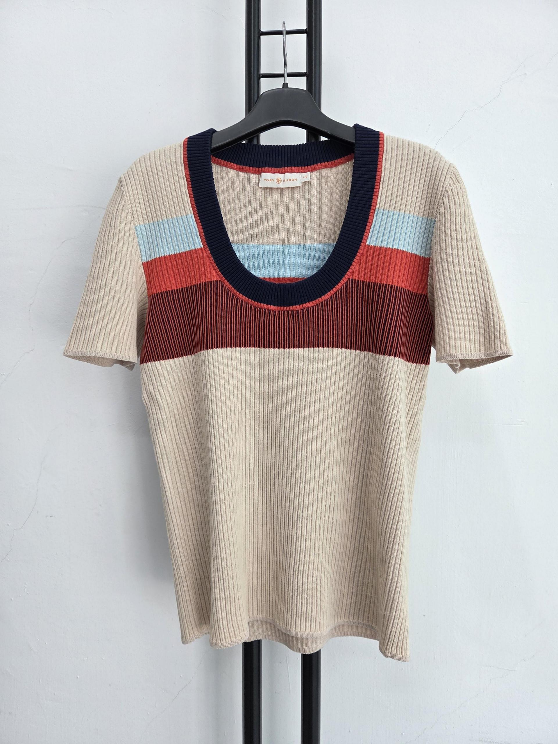 정품 토리버치 TORY BURCH 반팔 니트 티셔츠