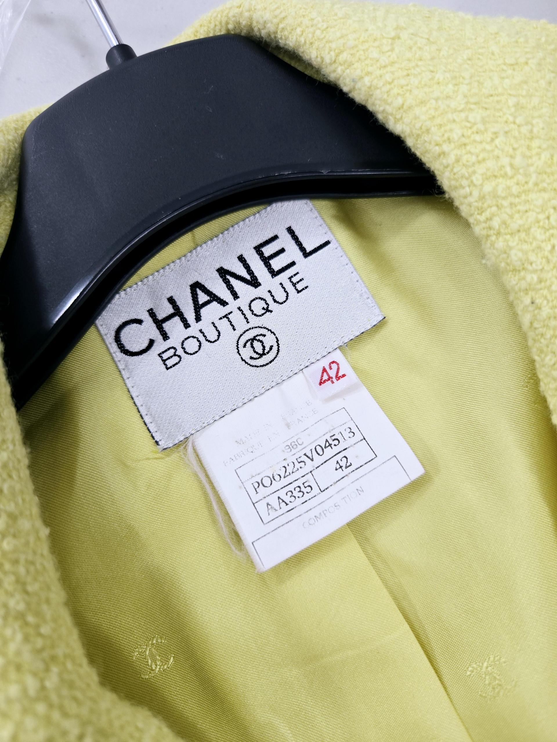 정품 샤넬 CHANEL 더블버튼 옐로우 트위드 자켓