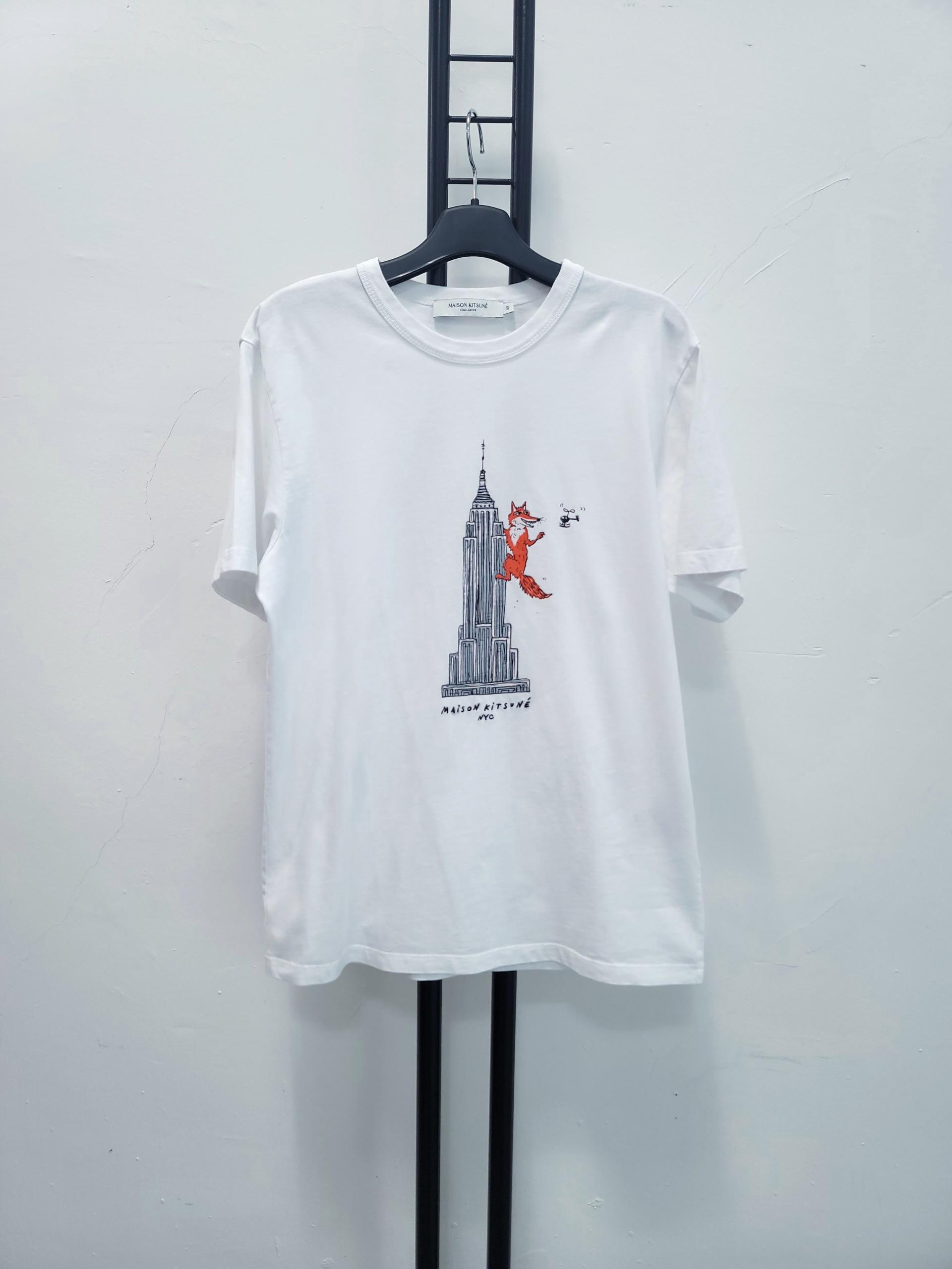 정품 메종키츠네 MAISON KITSUNE 반팔티 빌딩 여우 프린팅