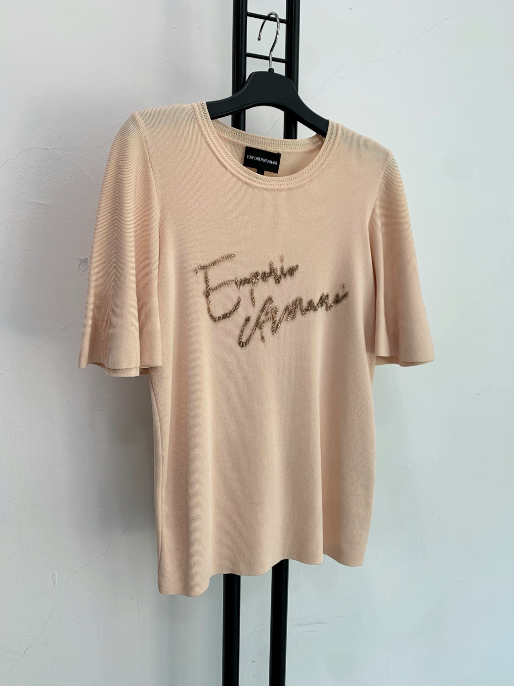 정품 엠포리오 알마니 EMPORIO ARMANI 반팔 로고 니트