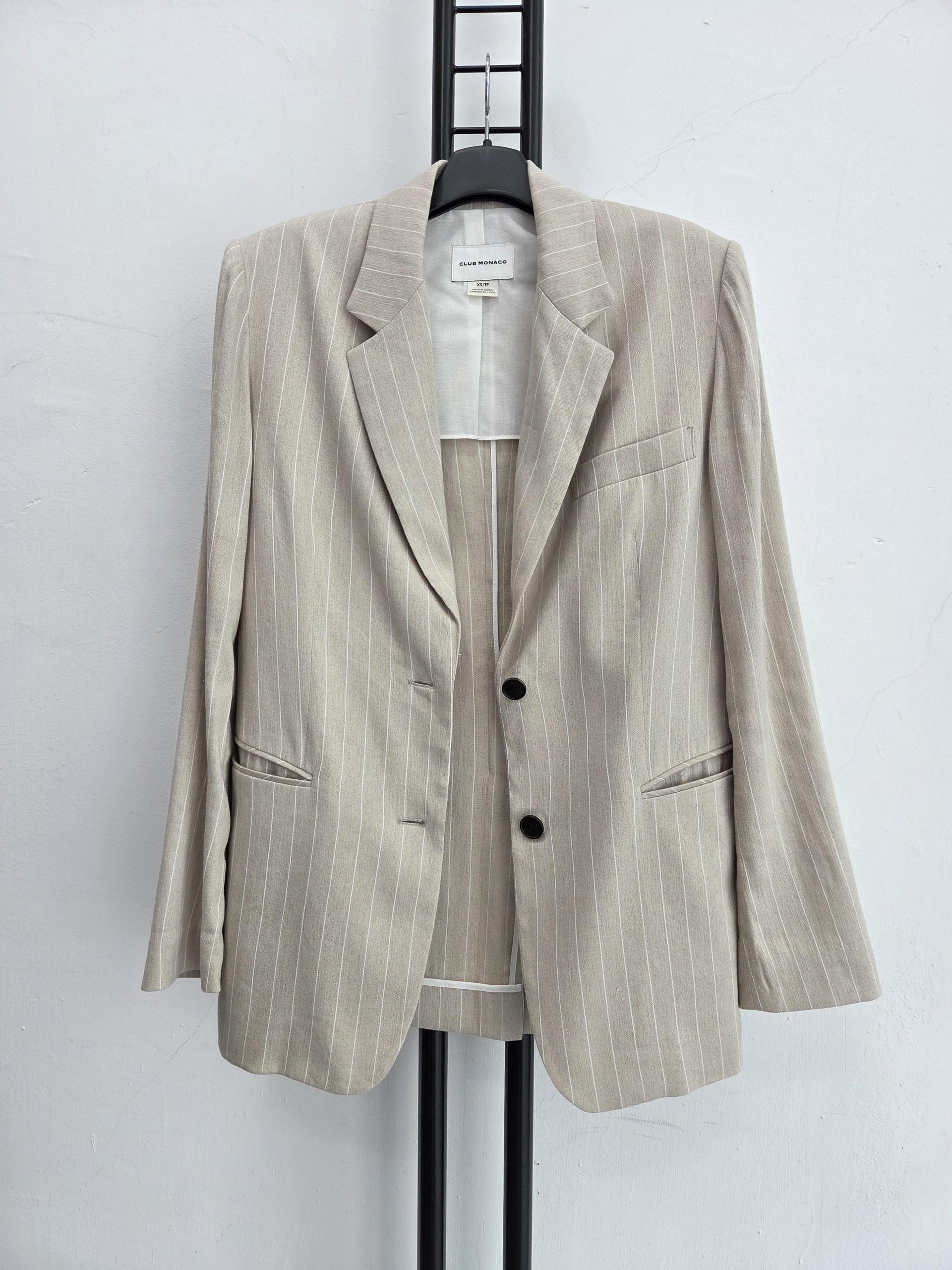 정품 클럽모나코 CLUB MONACO 스트라이프 린넨 자켓