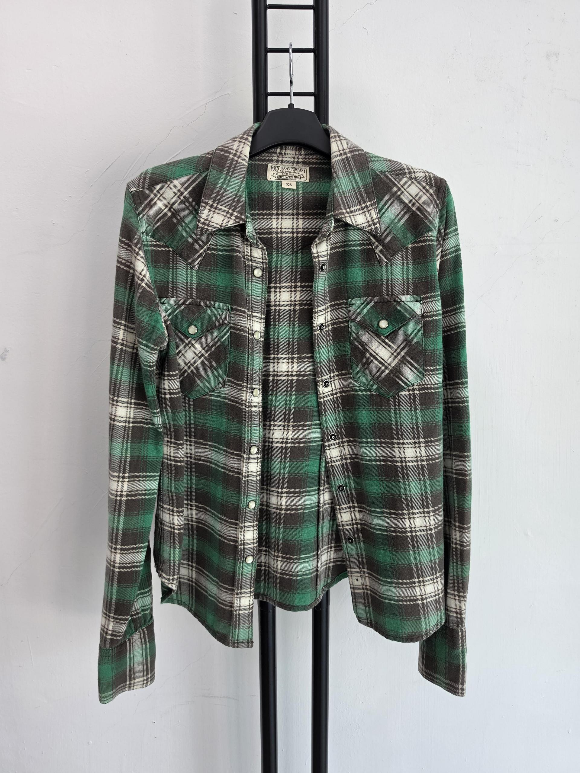 정품 폴로진스 POLO JEANSE 체크 셔츠 그린