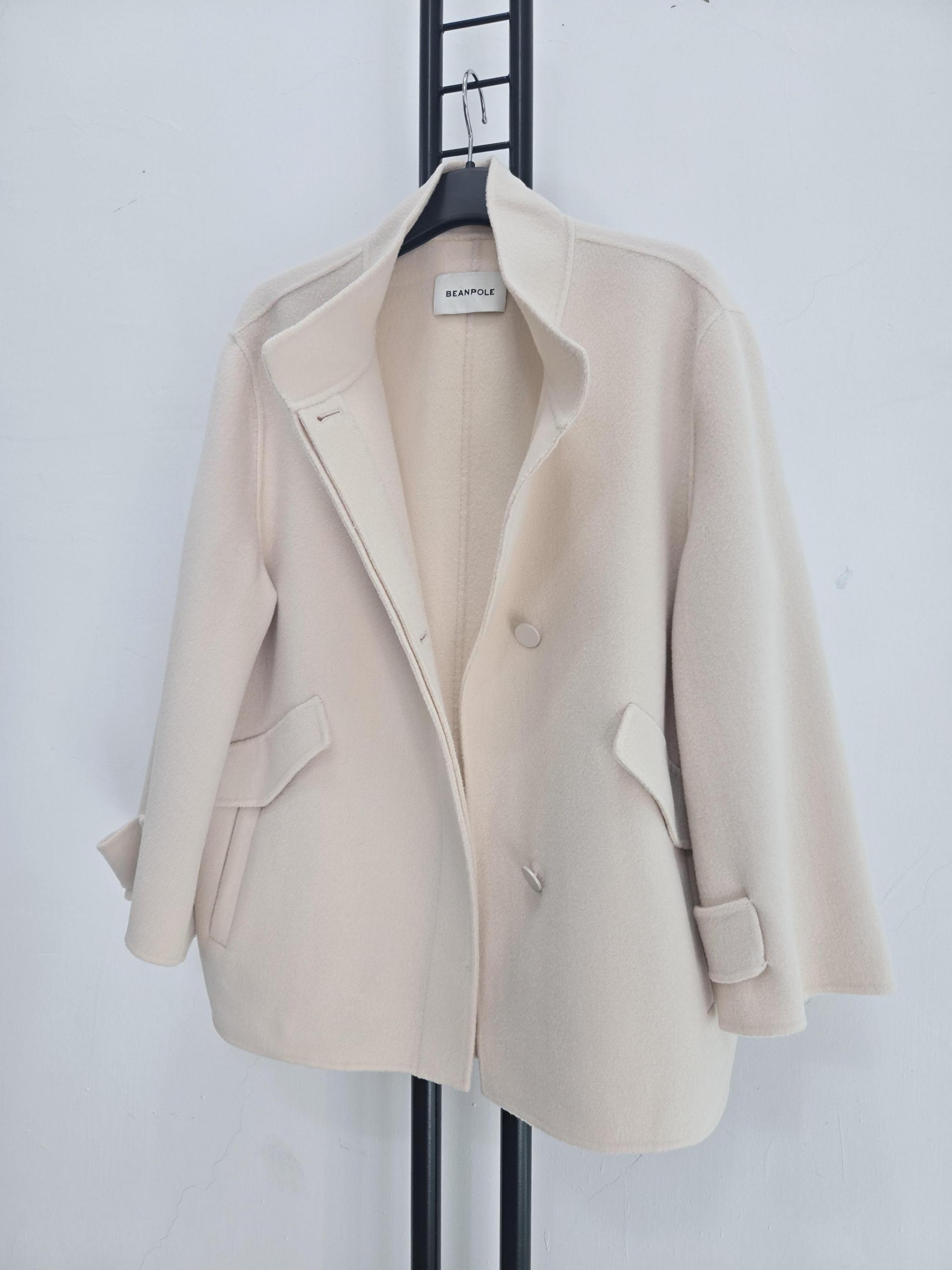 정품 빈폴 BEANPOLE 모 100% 베이지 반코트