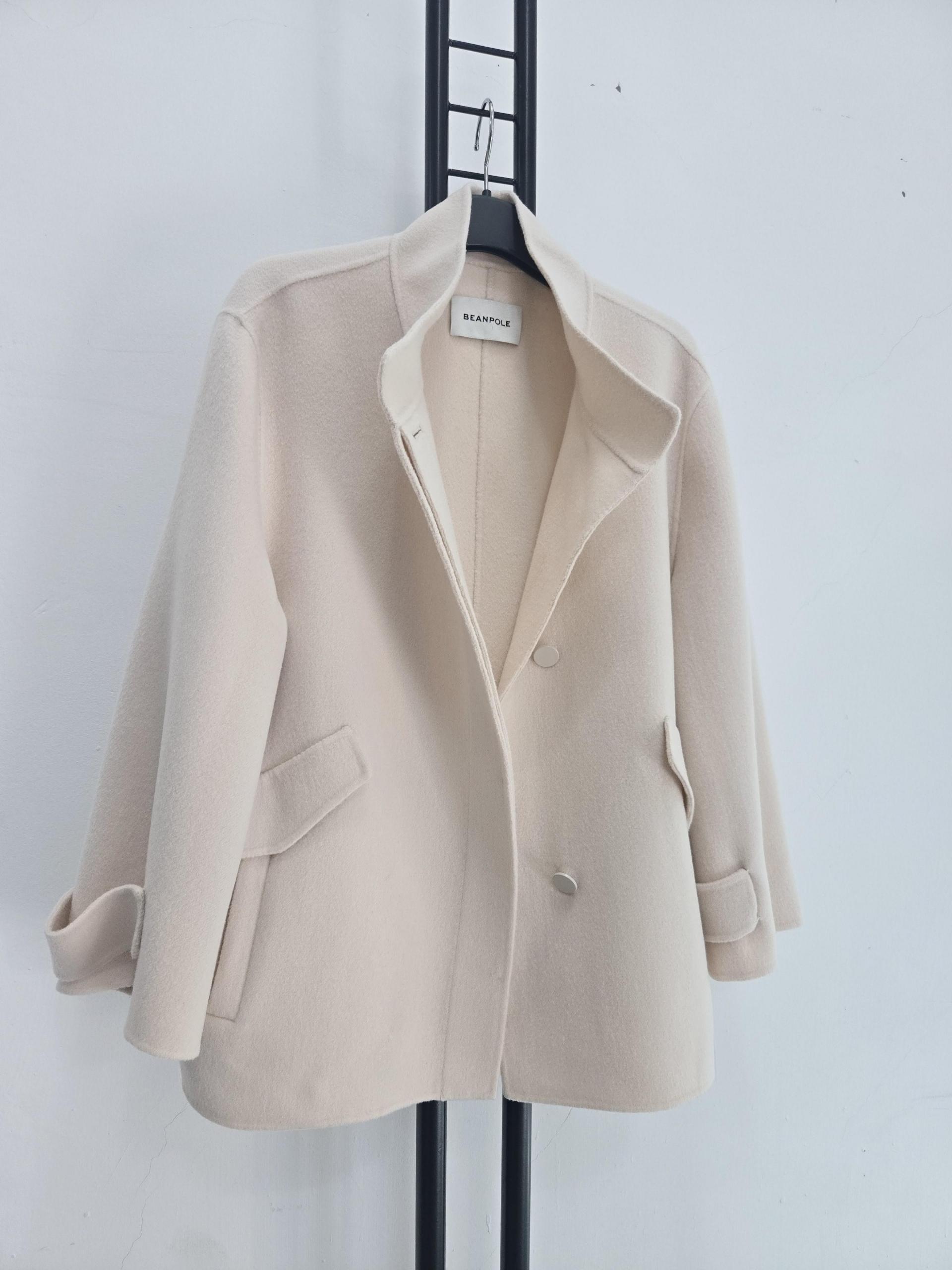 정품 빈폴 BEANPOLE 모 100% 베이지 반코트